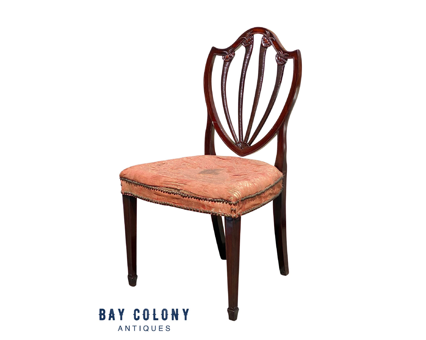 Important 18th Century Federal Shieldback Side Chair With Rare Cornucopia Design