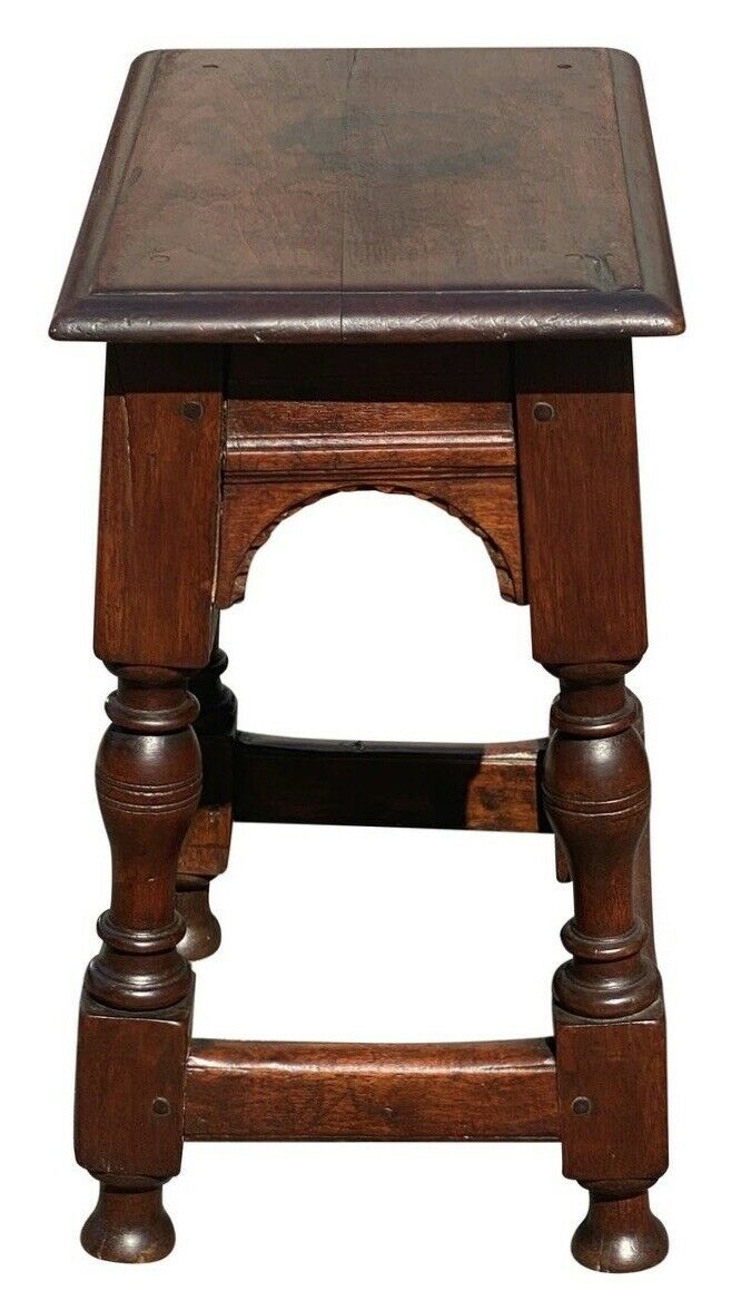 17TH C ANTIQUE OAK CARVED JOINT STOOL - Bay Colony Antiques Antiques:Furniture:Benches & Stools