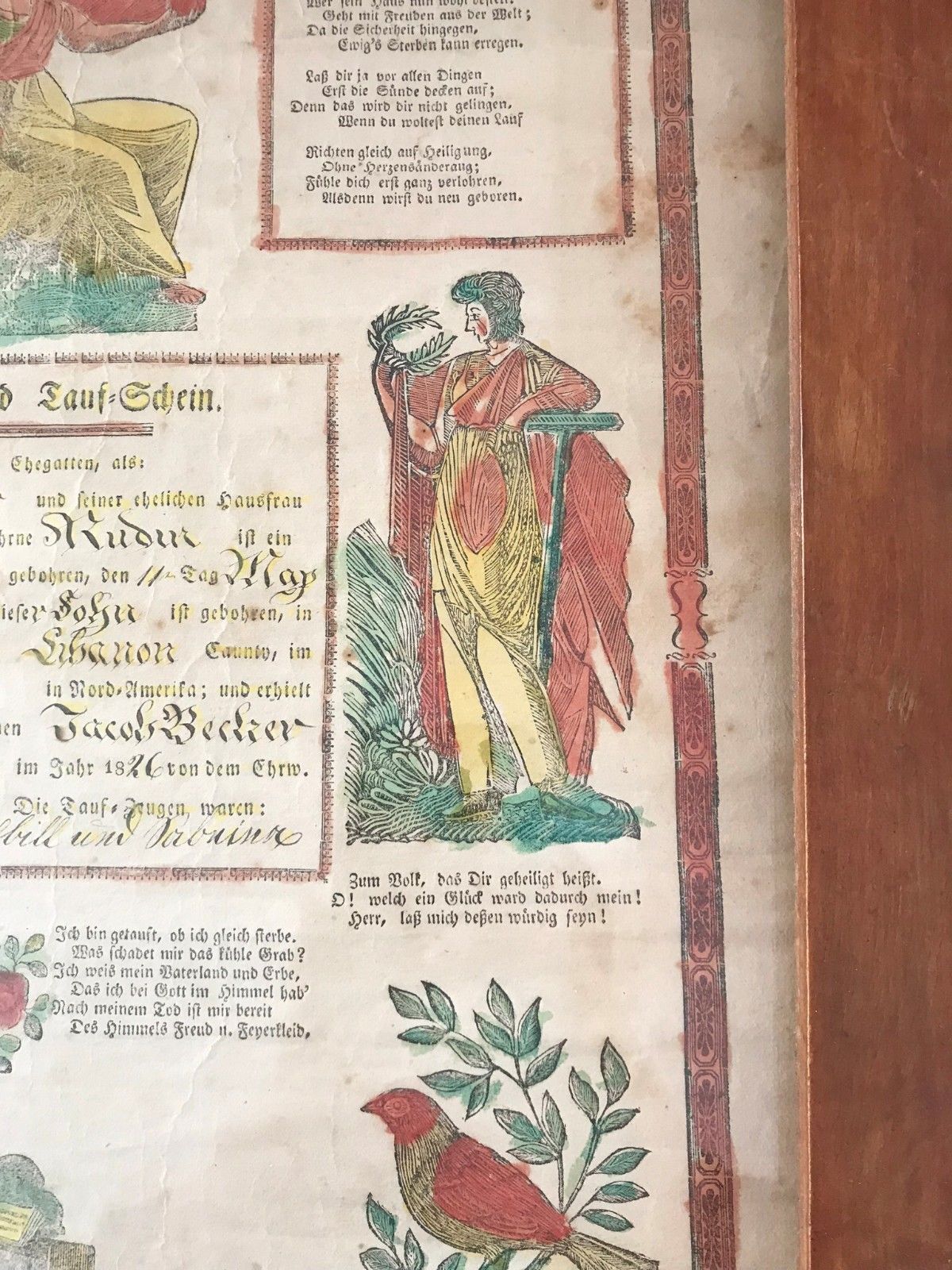 1826 PENNSYLVANIA DUTCH FRAKTUR OF JACOB BECKER - Bay Colony Antiques Antiques:Decorative Arts:Other Antique Decorative Arts