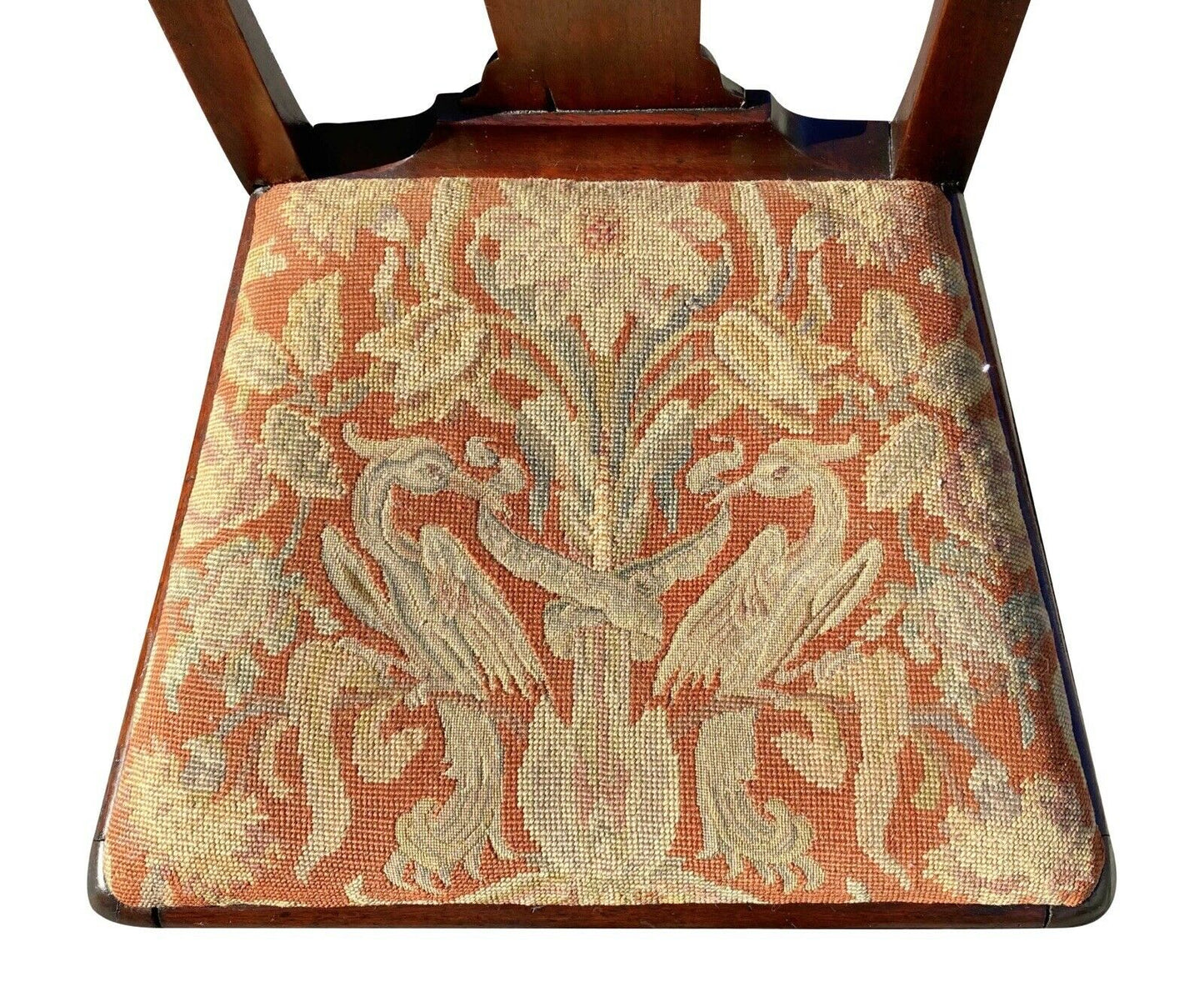 18th Antique George Iii Walnut Side Chair W/ Needlepoint Seat - Bay Colony Antiques Antiques:Furniture:Chairs
