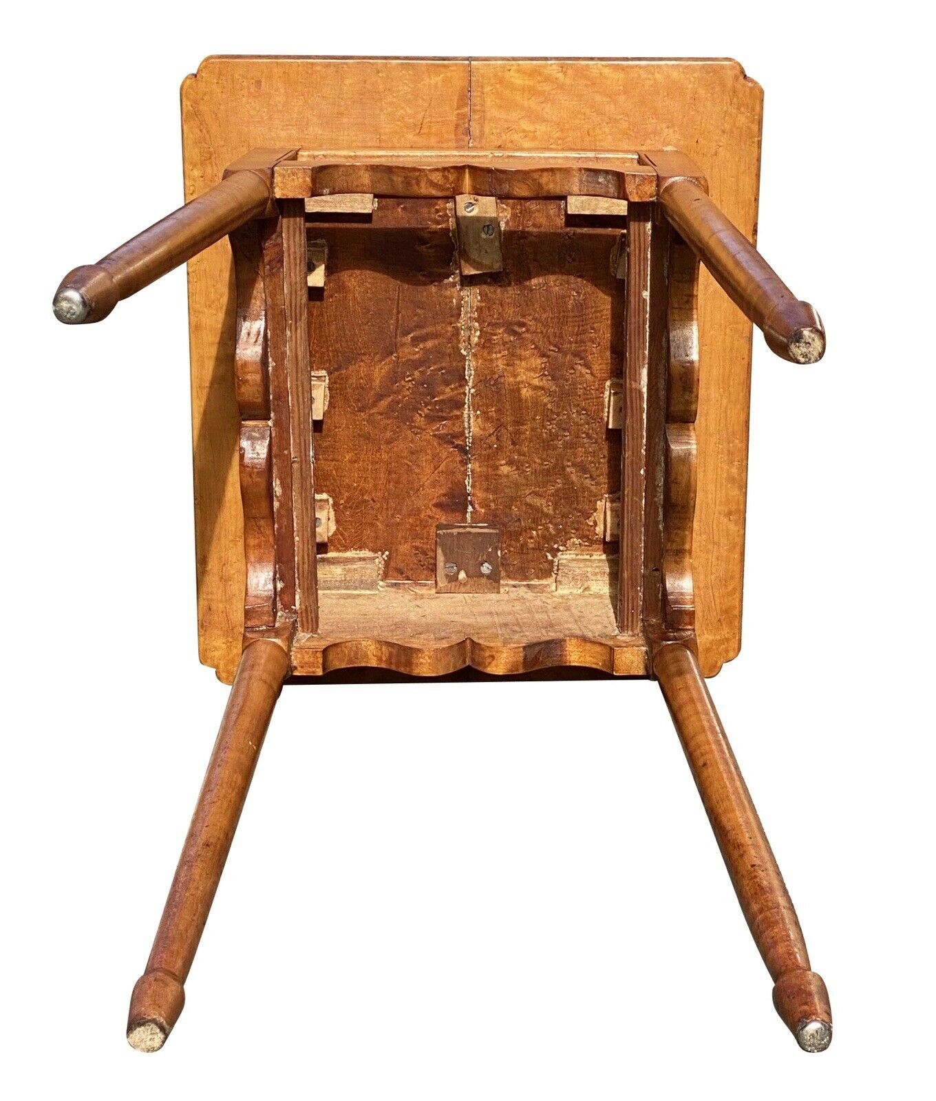 18th C Antique Birds Eye Maple & Tiger Maple Hepplewhite Work Table / Nightstand - Bay Colony Antiques Antiques:Furniture:Tables