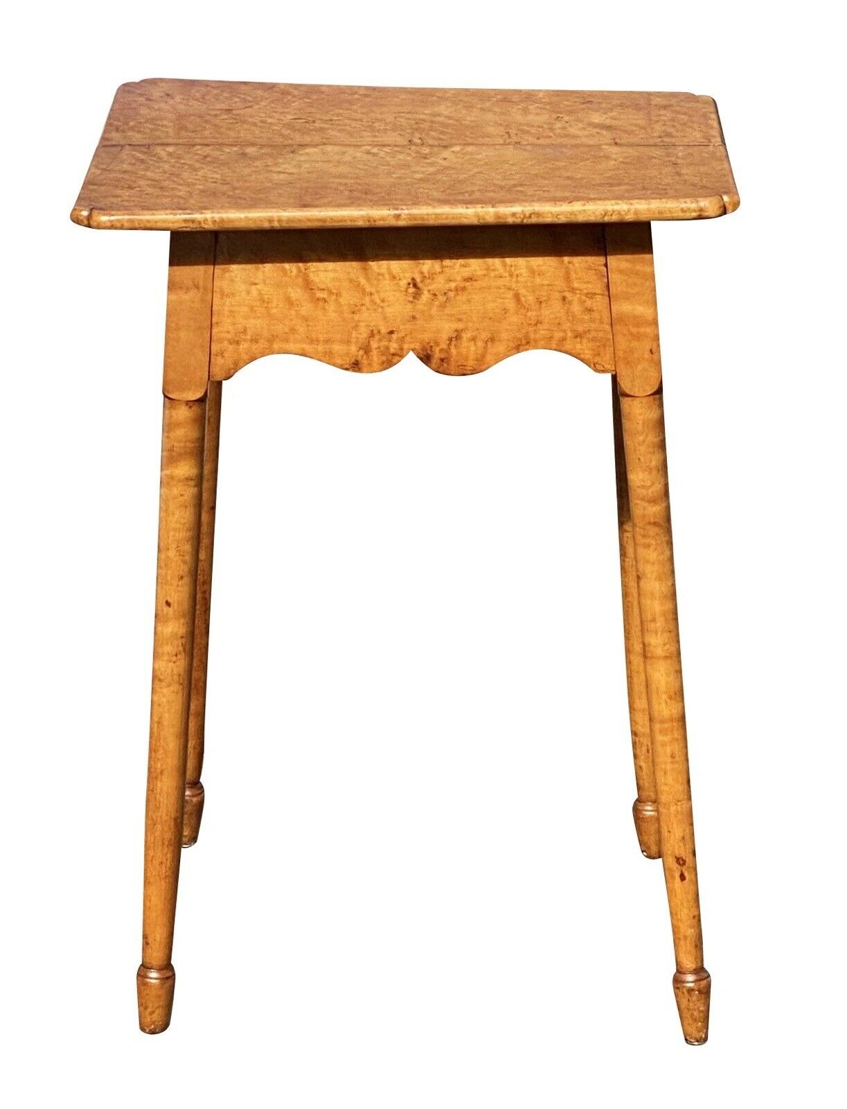 18th C Antique Birds Eye Maple & Tiger Maple Hepplewhite Work Table / Nightstand - Bay Colony Antiques Antiques:Furniture:Tables