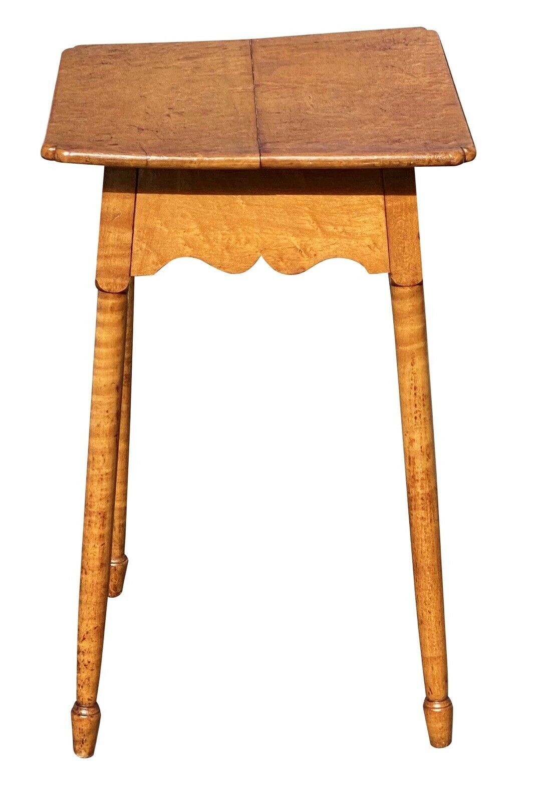 18th C Antique Birds Eye Maple & Tiger Maple Hepplewhite Work Table / Nightstand - Bay Colony Antiques Antiques:Furniture:Tables
