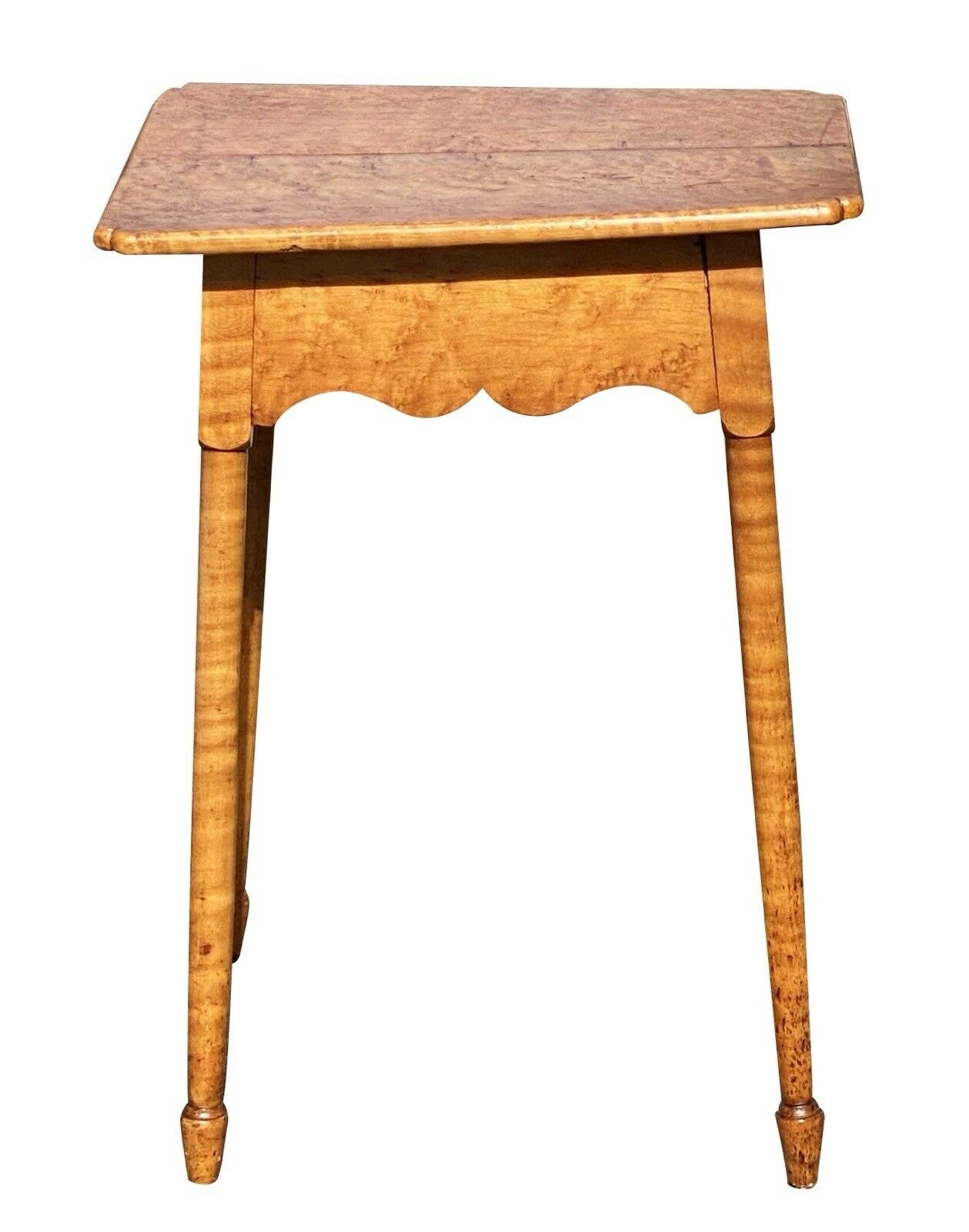 18th C Antique Birds Eye Maple & Tiger Maple Hepplewhite Work Table / Nightstand - Bay Colony Antiques Antiques:Furniture:Tables