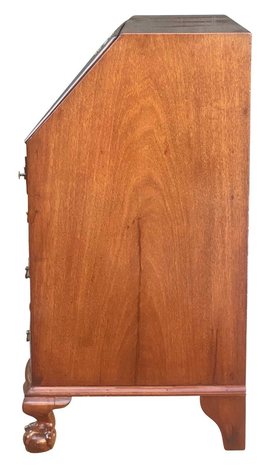 18th C Antique Boston Mahogany Chippendale Oxbow Desk W/ Ball & Claw Feet - Bay Colony Antiques Antiques:Furniture:Desks & Secretaries