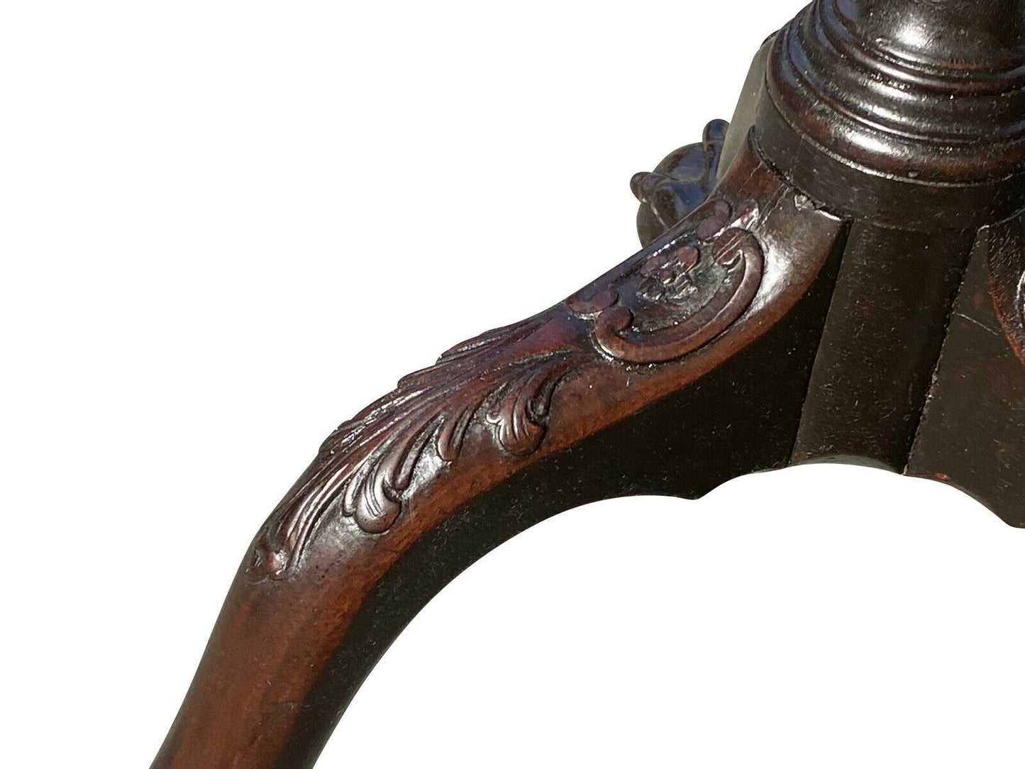 18th C Antique Charleston Mahogany Pie Crust Kettle Stand / Tea Table - Bay Colony Antiques Antiques:Furniture:Tables