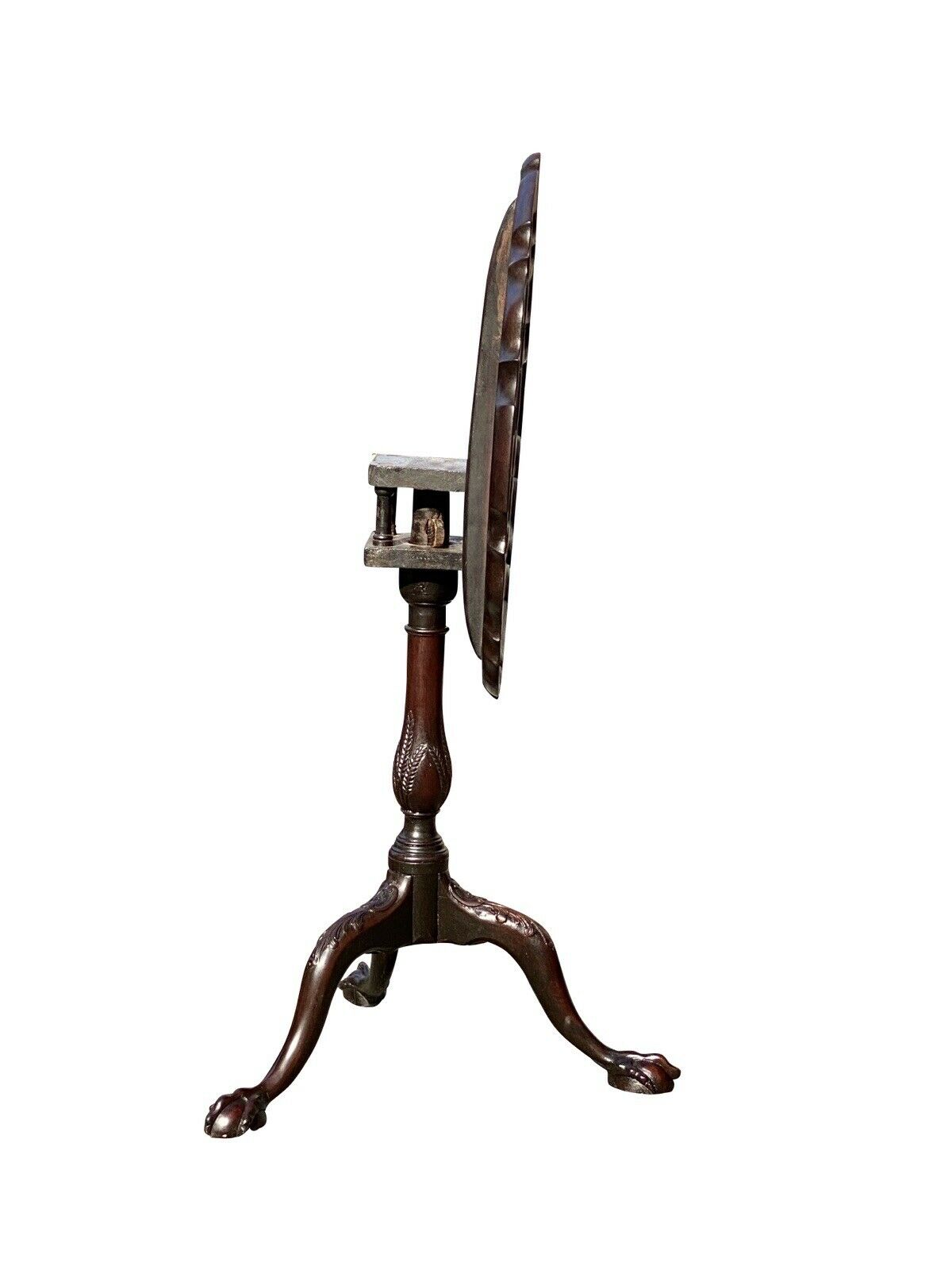 18th C Antique Charleston Mahogany Pie Crust Kettle Stand / Tea Table - Bay Colony Antiques Antiques:Furniture:Tables