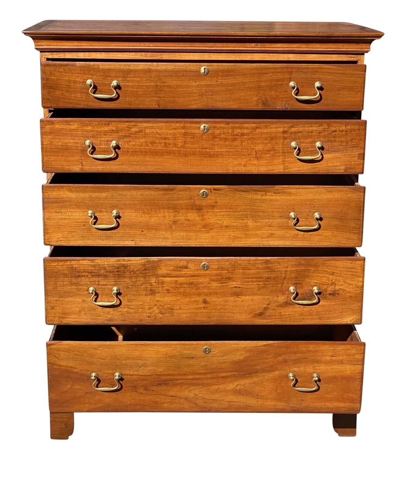18th C Antique Cherry New England Chippendale Chest of Drawers / Dresser - Bay Colony Antiques Antiques:Furniture:Dressers & Chests of Drawers