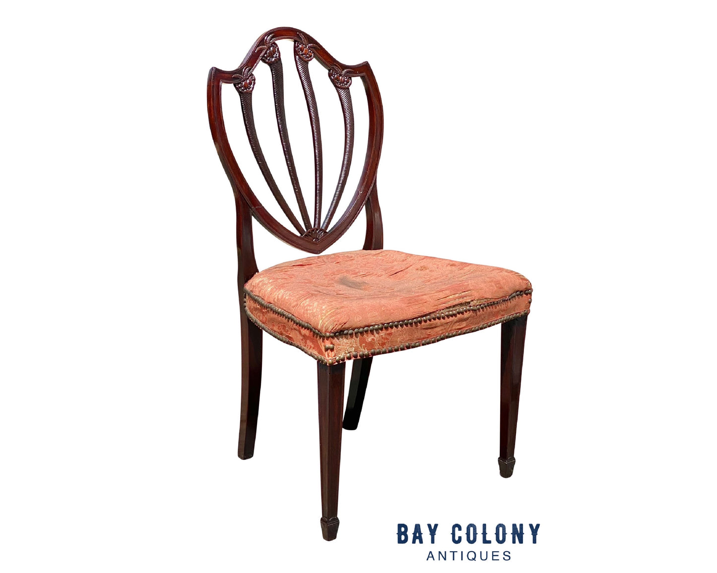 Important 18th Century Federal Shieldback Side Chair With Rare Cornucopia Design