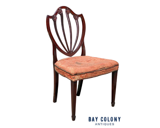 Important 18th Century Federal Shieldback Side Chair With Rare Cornucopia Design