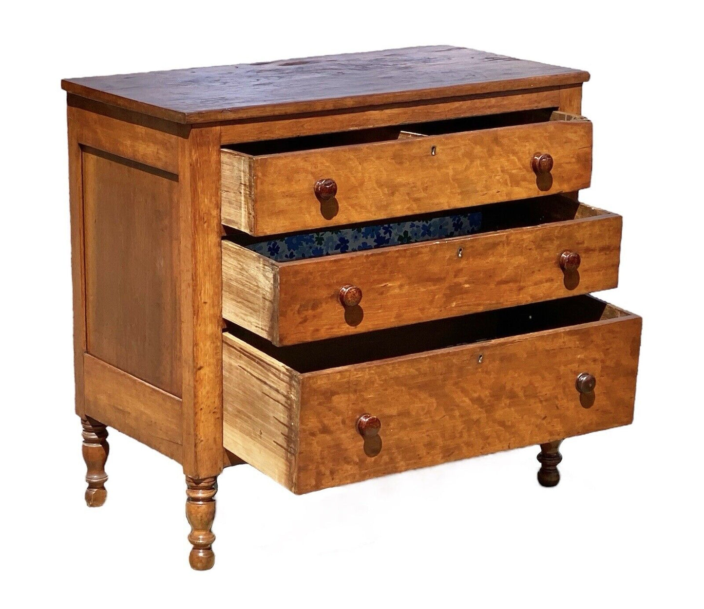 Antique Vermont Cherry Chest Of Drawers / Dresser with Bennington Pottery Pulls
