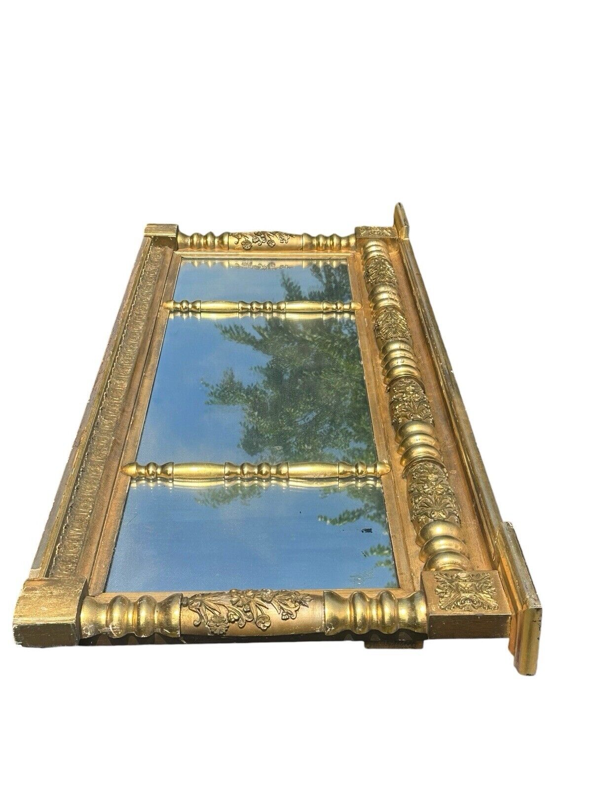 Antique Late Federal Period Giltwood Overmantle Mirror With Original Paper Label
