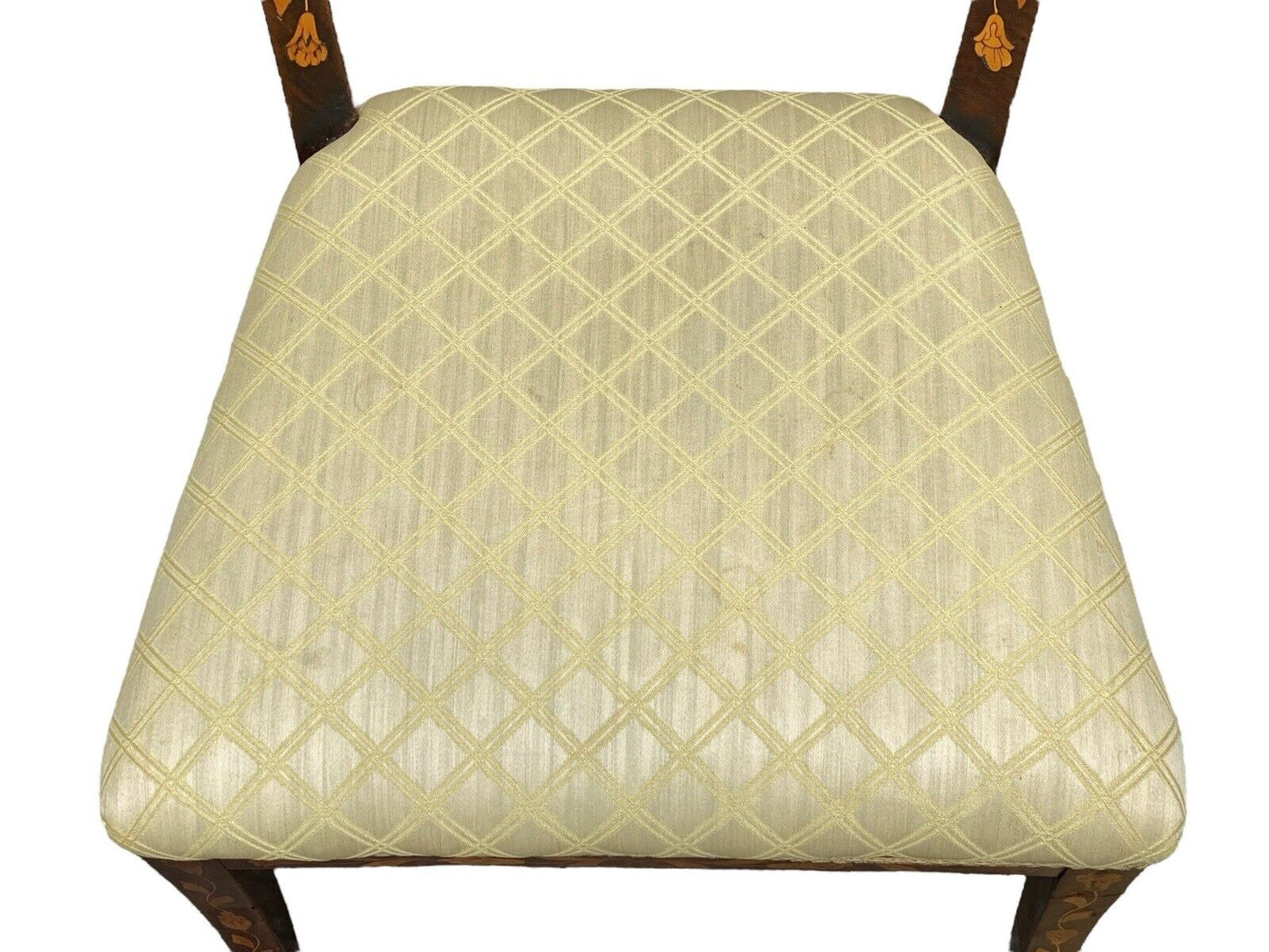 Antique Mahogany Side Chair with Floral Marquetry Inlay