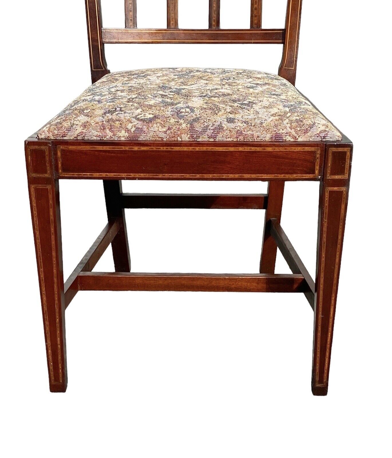 Antique Set Of 4 Sheraton Mahogany Dining Chairs with Satinwood Inlay CA 1920