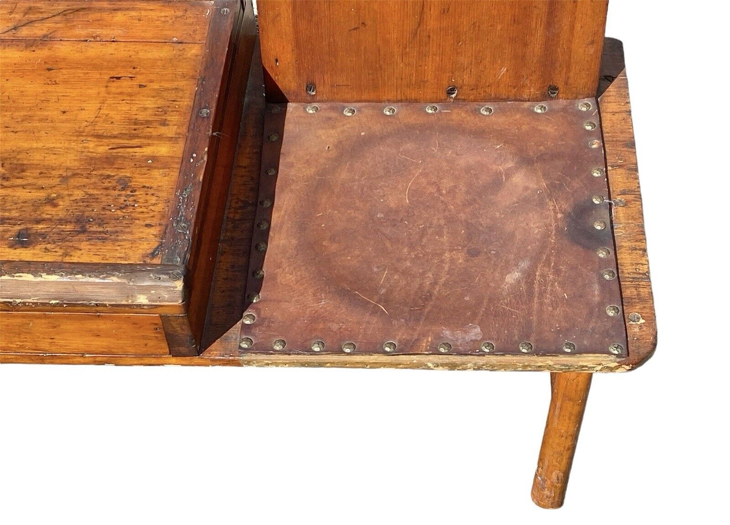 Antique Country Primitive Pine Cobblers Bench / Coffee Table with 3 Drawers