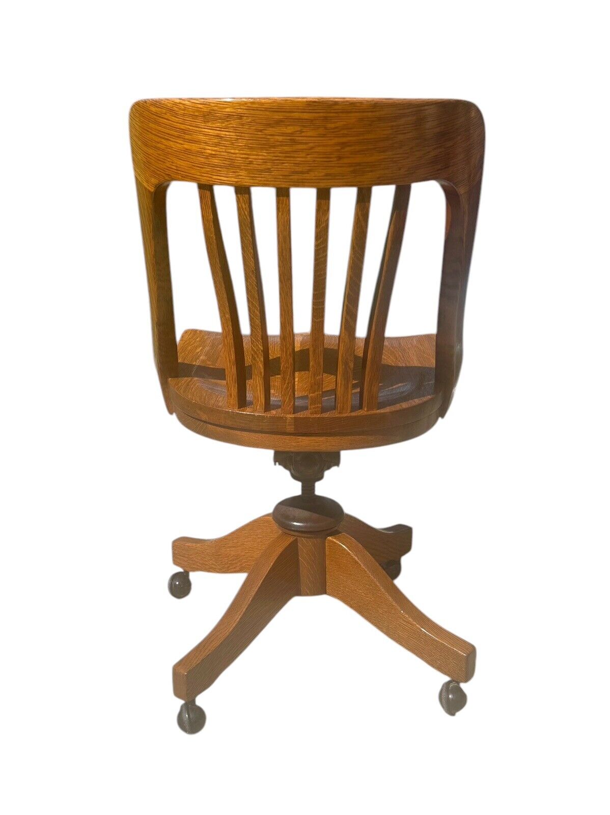 Antique Victorian Tiger Oak Swivel Desk Chair by Johnson Chair Company