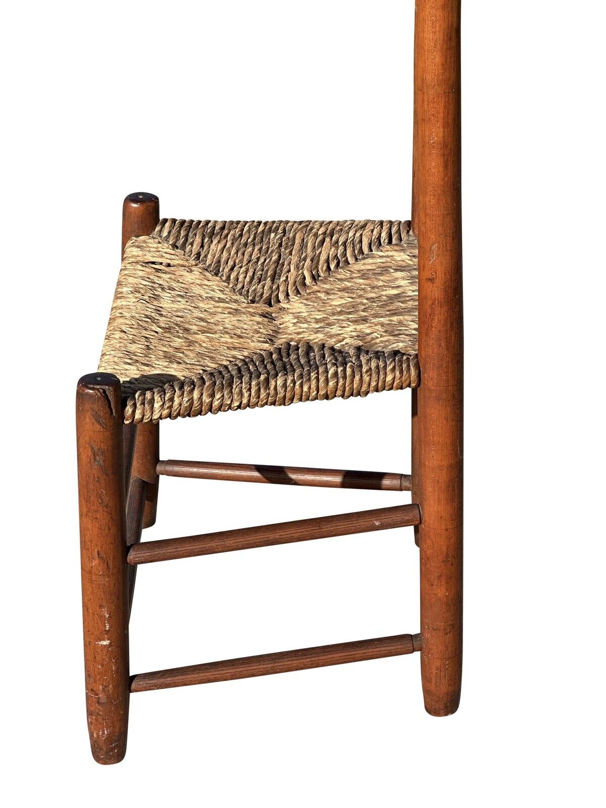 Antique 19th Century New England Ladderback Side Chair With Lemon Top Finials