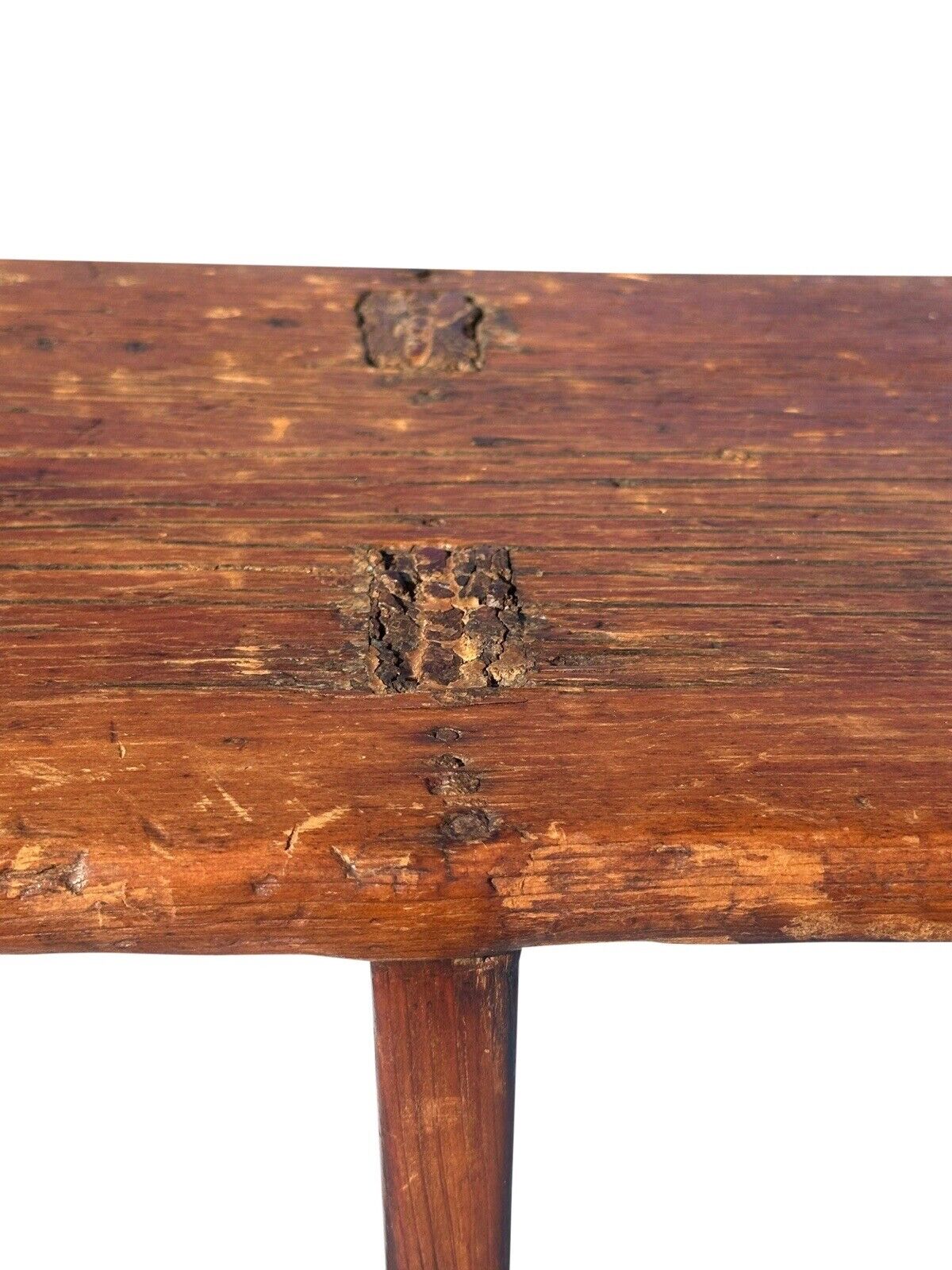 Antique Primitive Pine Nantucket Meetinghouse Bench With Half Moon Cutout Ends