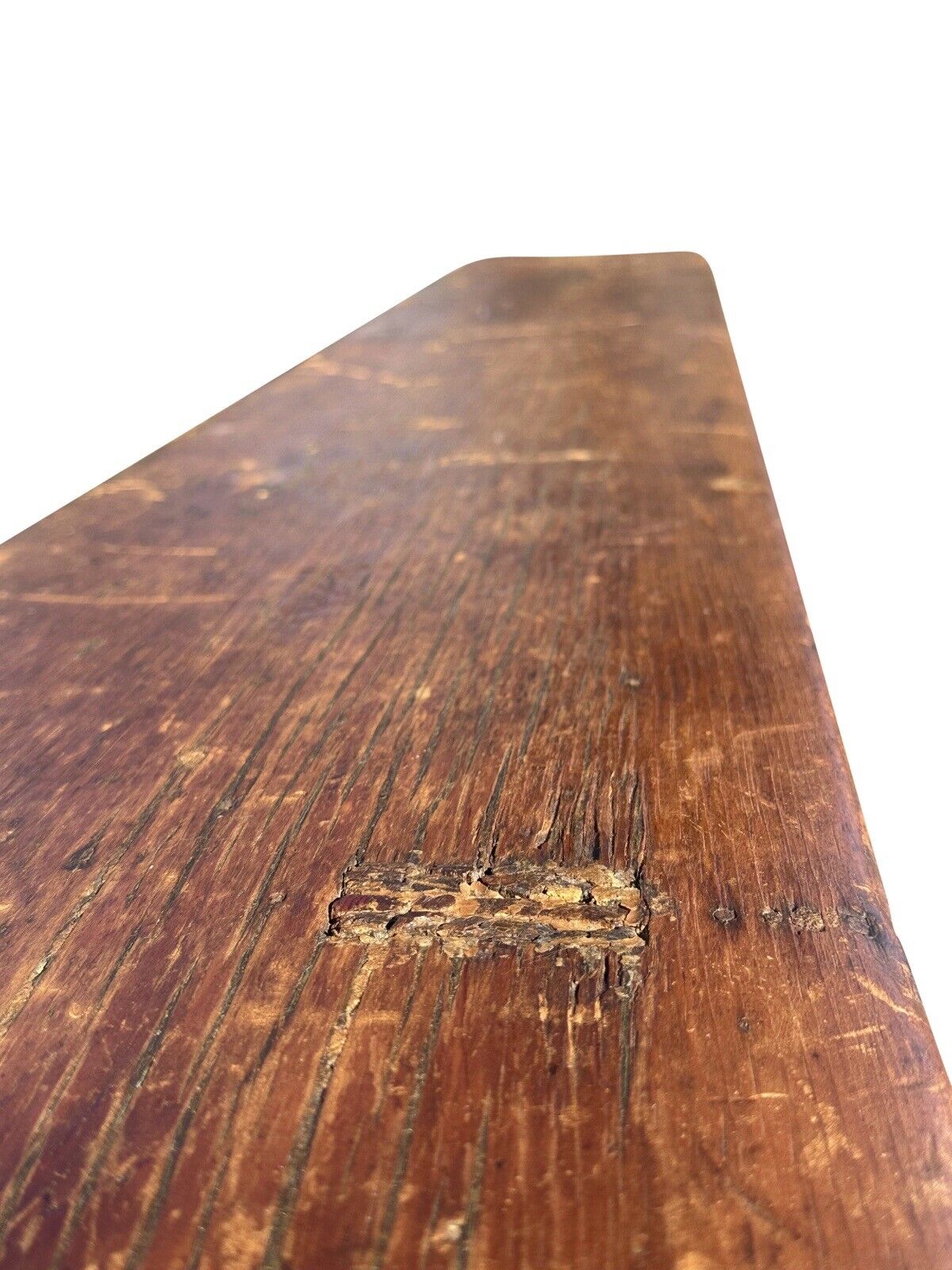 Antique Primitive Pine Nantucket Meetinghouse Bench With Half Moon Cutout Ends