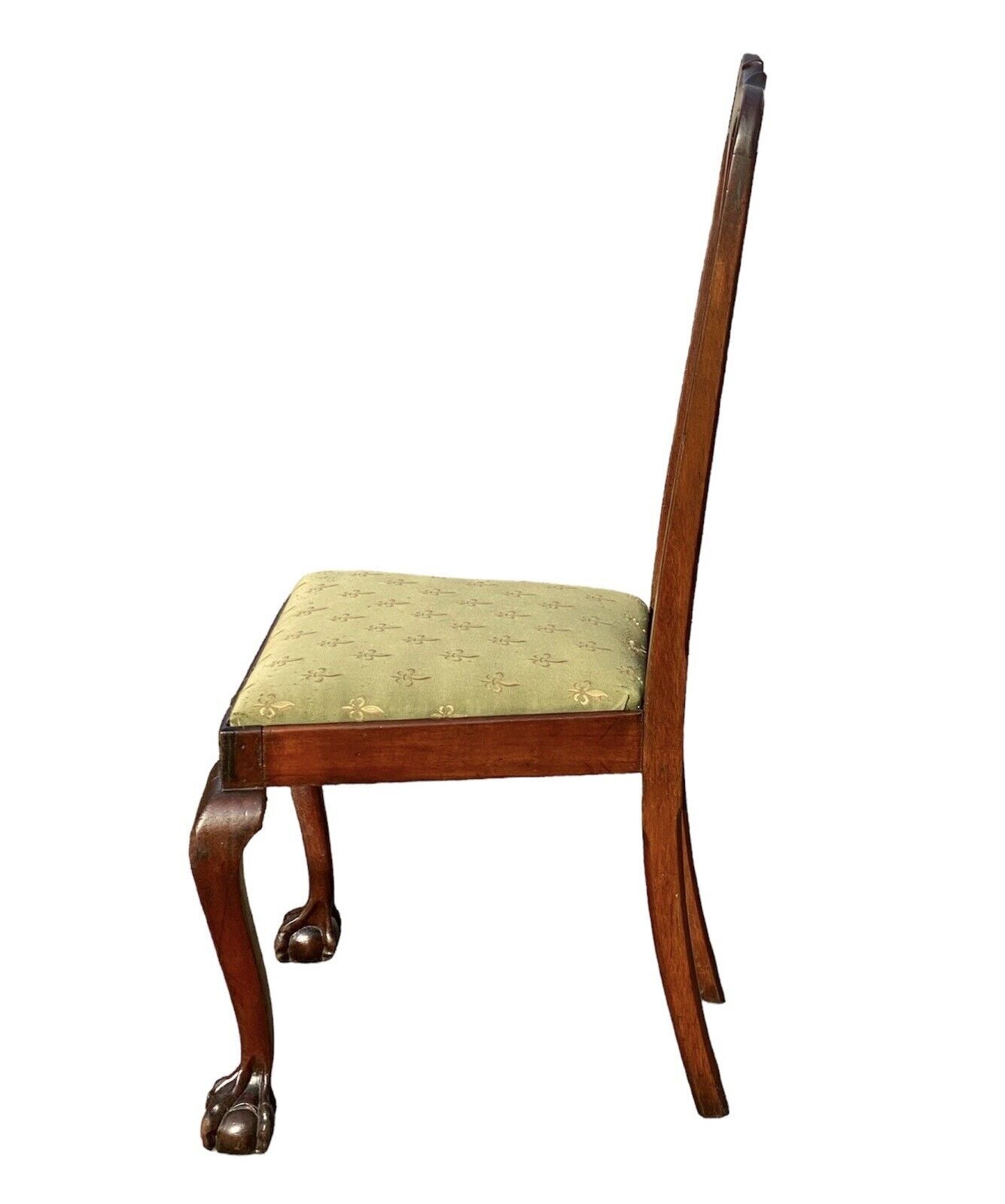 Antique Queen Anne Mahogany Side Chair With Carved Ball & Claw Feet