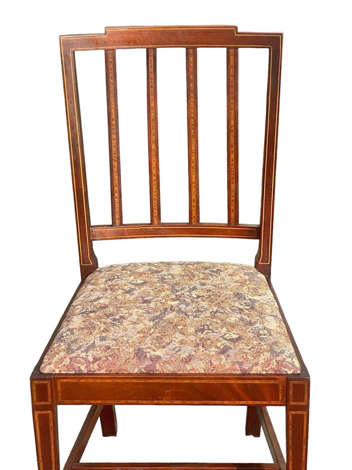 Antique Set Of 4 Sheraton Mahogany Dining Chairs with Satinwood Inlay CA 1920