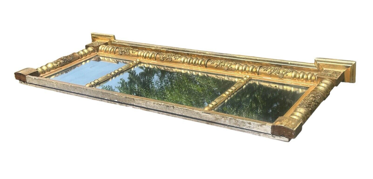Antique Late Federal Period Giltwood Overmantle Mirror With Original Paper Label