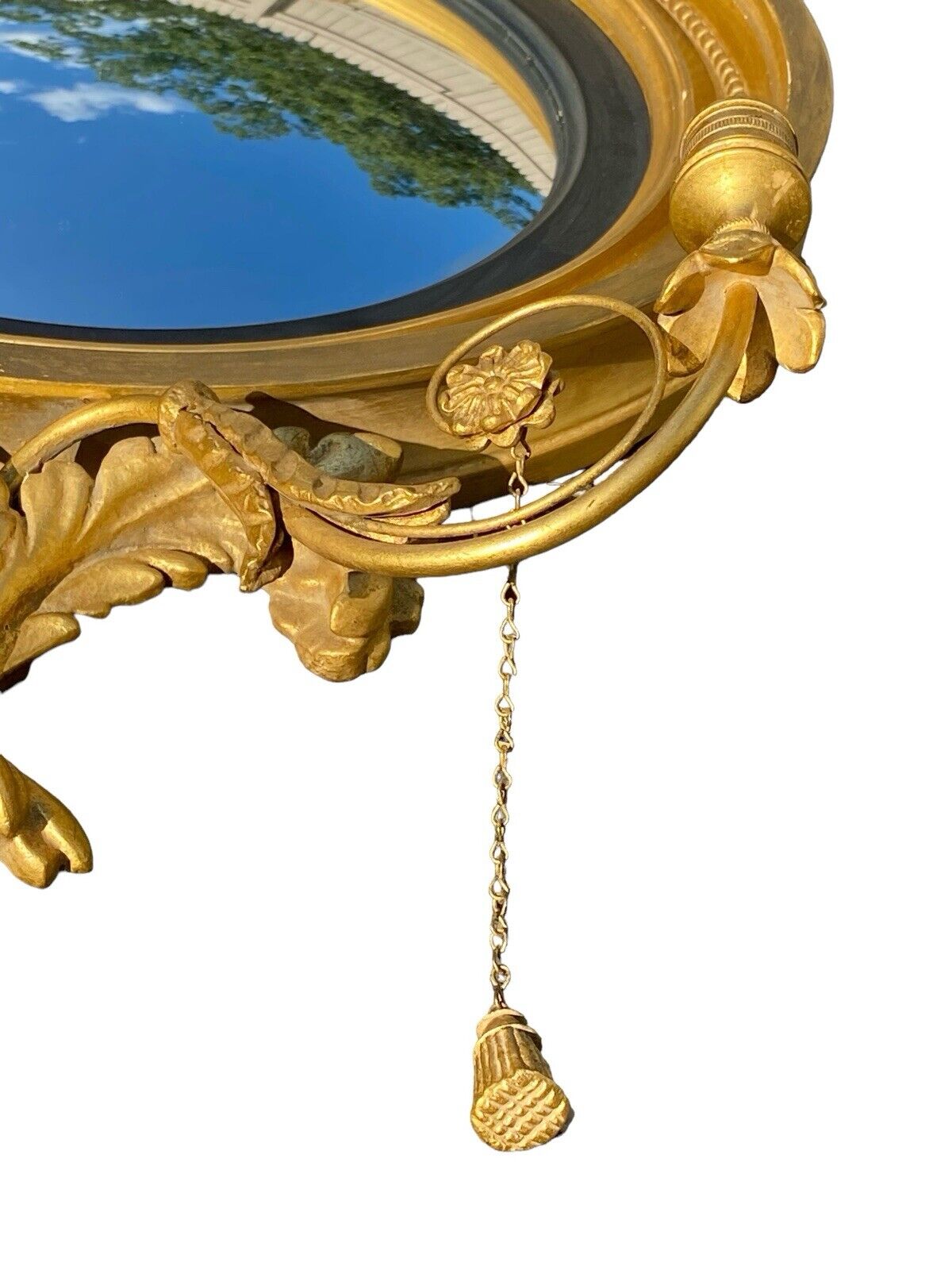 Federal Antique Style Convex Looking Glass / Girandole Mirror with Eagle