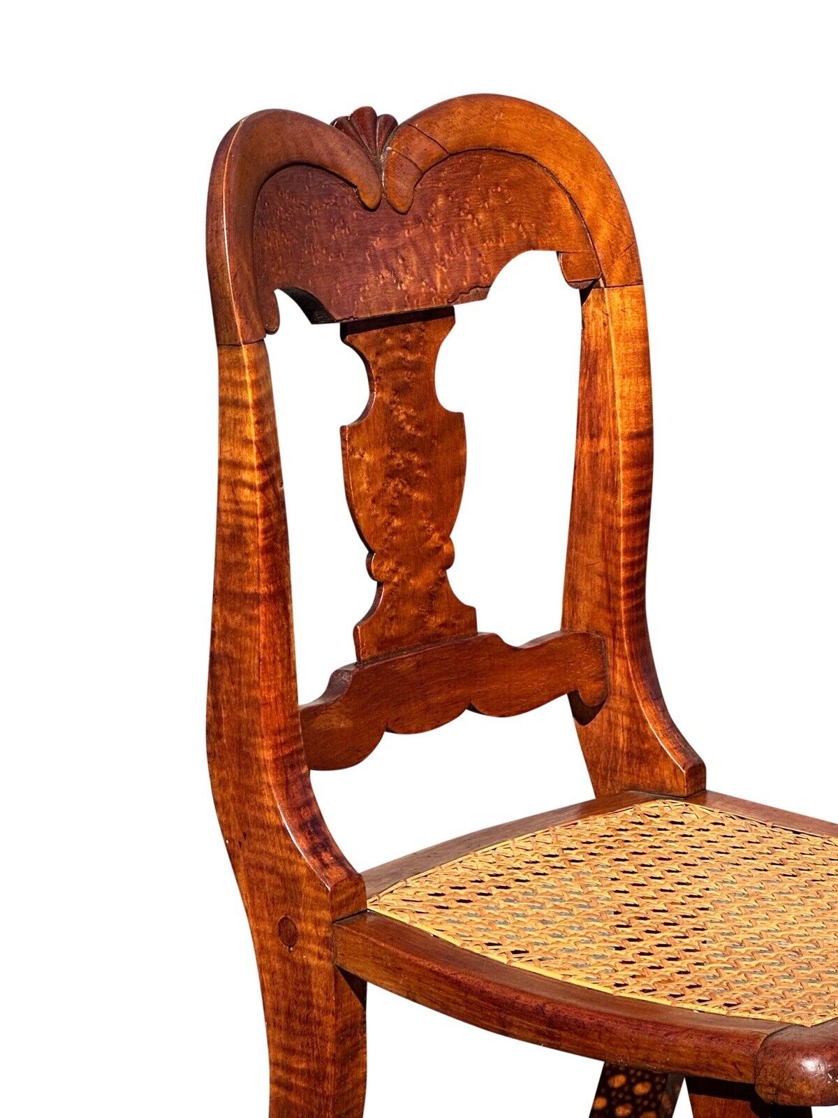Set of Six Antique Federal Period Bird's Eye & Tiger Maple Country Dining Chairs