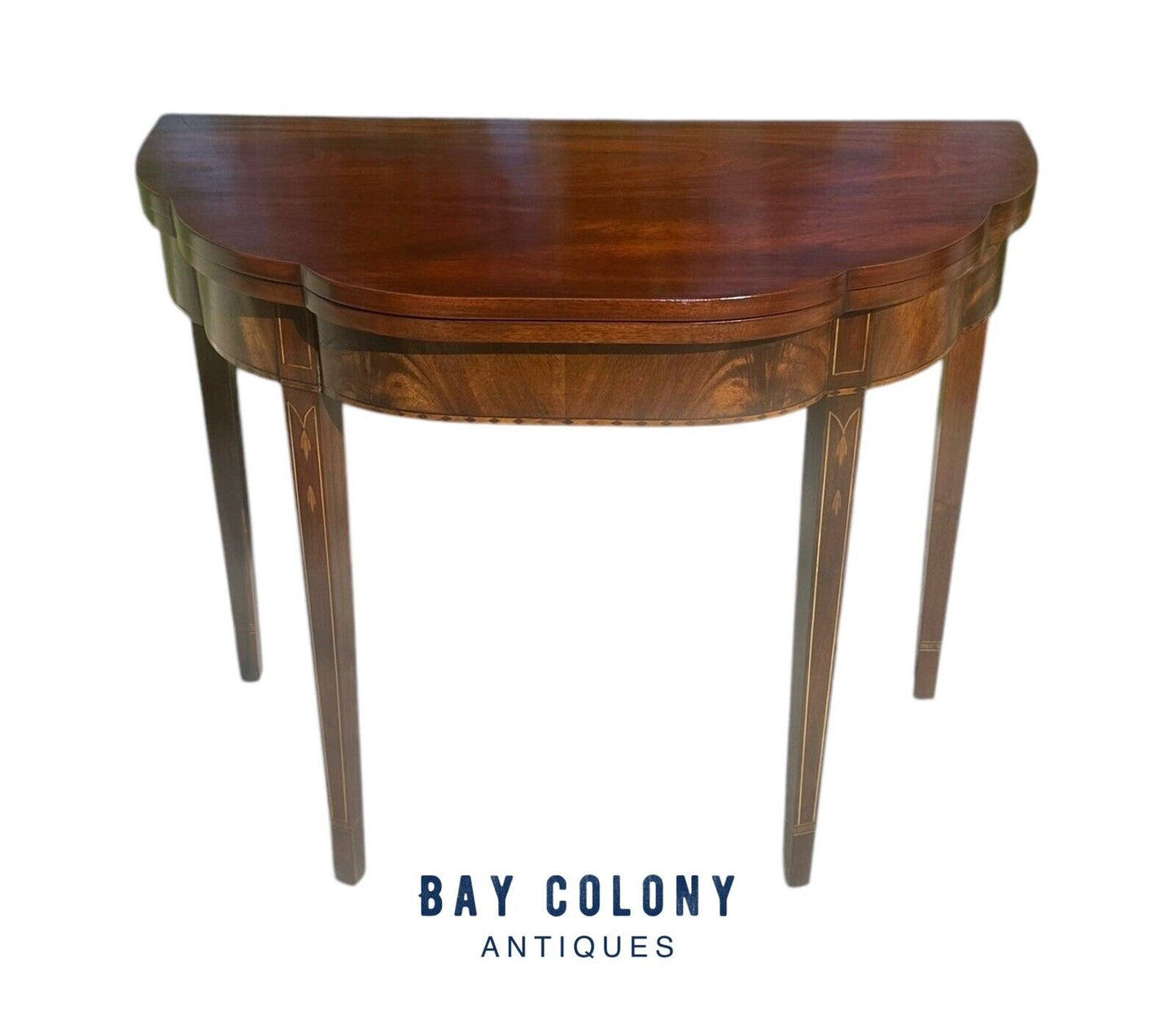 Henkel Harris Federal Style Mahogany Game Table With Bellflower & Diamond Inlay