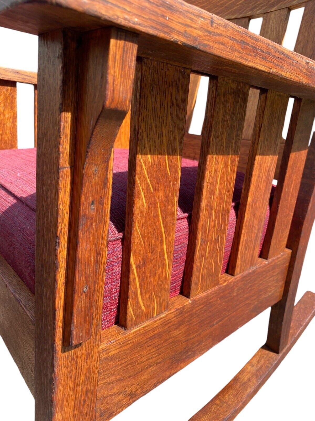 Pair of Antique Arts & Crafts Mission Oak Arm Chairs With Matching Footstool