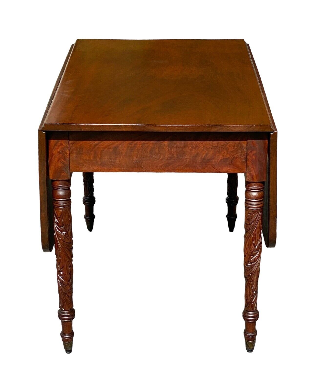 Antique Mahogany Drop Leaf Table with Acanthus Carved Legs - NYC CA 1810