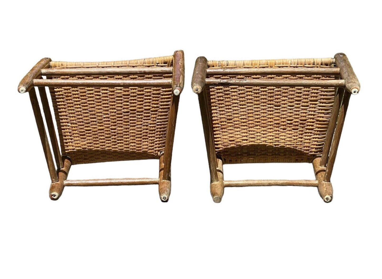 Pair of 19th Century Antique Southern Ladderback Side Chairs -splint Woven Seats