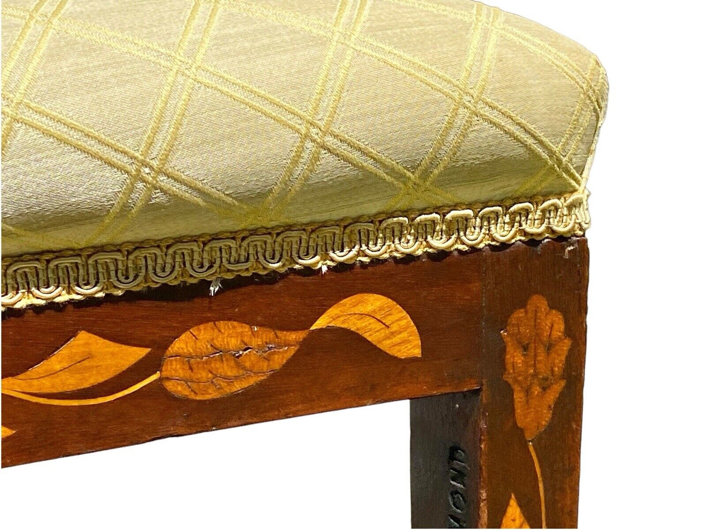 Antique Mahogany Side Chair with Floral Marquetry Inlay