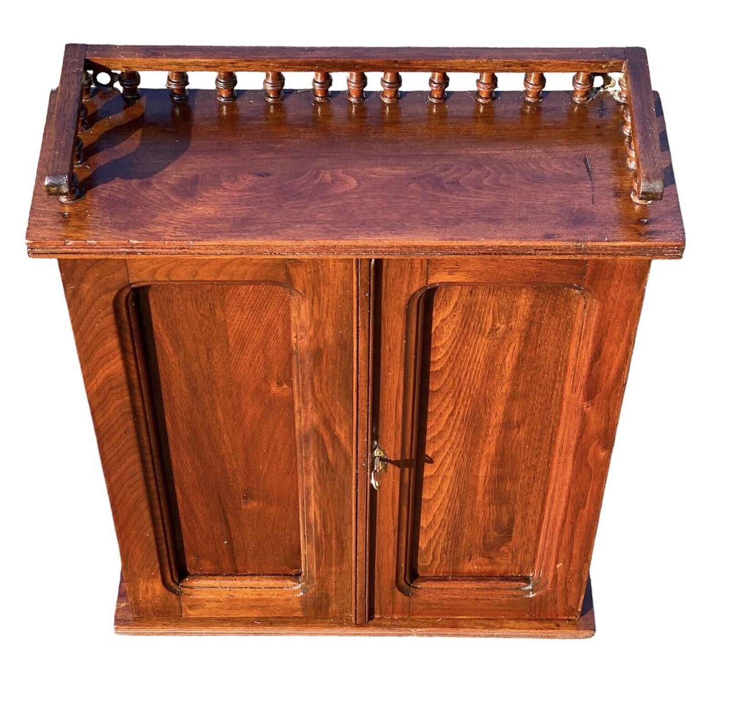 Antique Victorian Walnut Double Door Hanging Cabinet / Medicine Cabinet