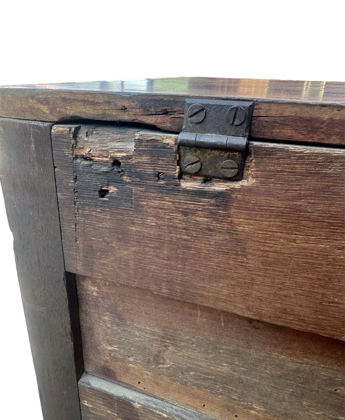 Antique Southern Walnut & Tiger Maple Raised Panel Blanket Chest on Turned Legs