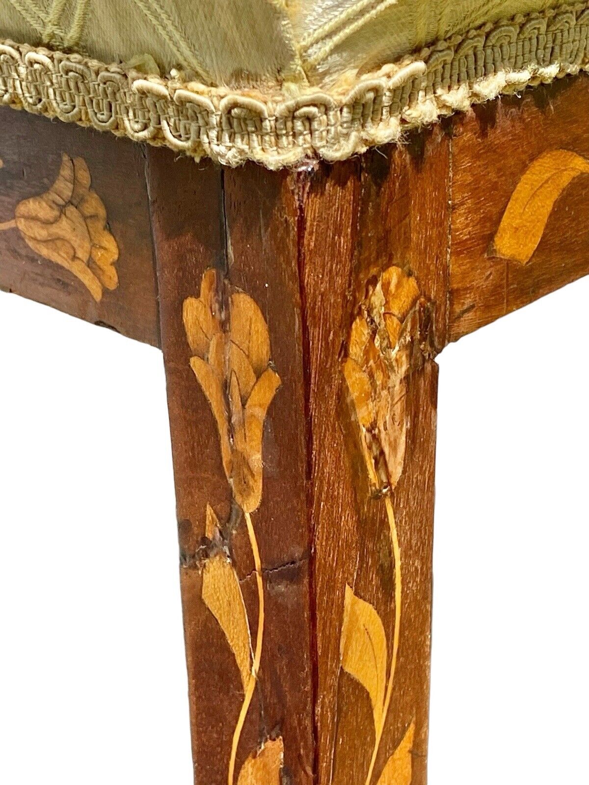 Antique Mahogany Side Chair with Floral Marquetry Inlay