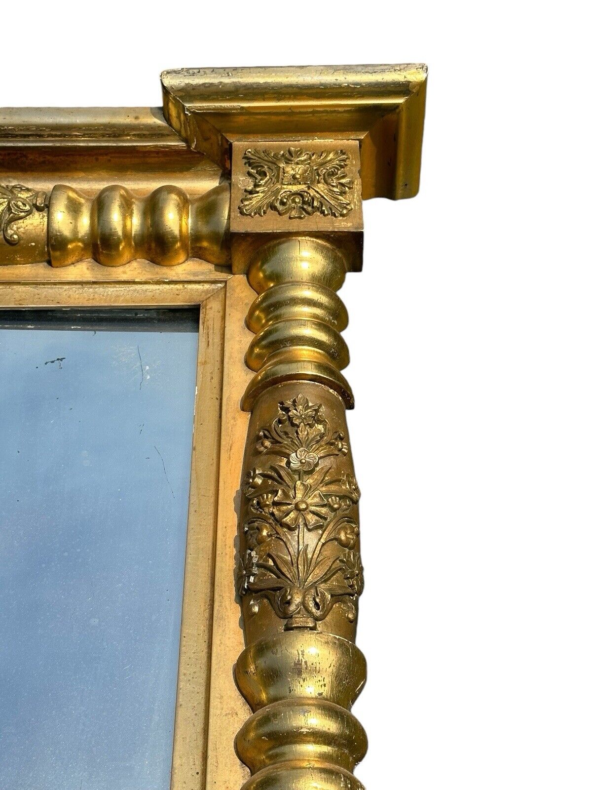 Antique Late Federal Period Giltwood Overmantle Mirror With Original Paper Label