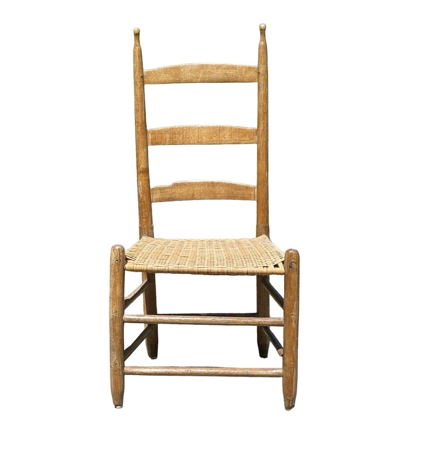 Pair of 19th Century Antique Southern Ladderback Side Chairs -splint Woven Seats