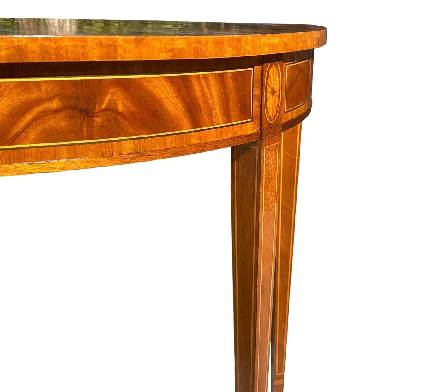 Council Craftsman Federal Style Mahogany Demilune Console Table With Fan Inlay