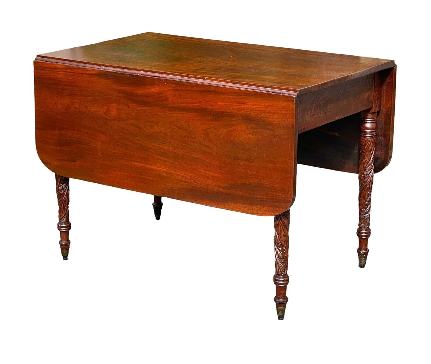 Antique Mahogany Drop Leaf Table with Acanthus Carved Legs - NYC CA 1810