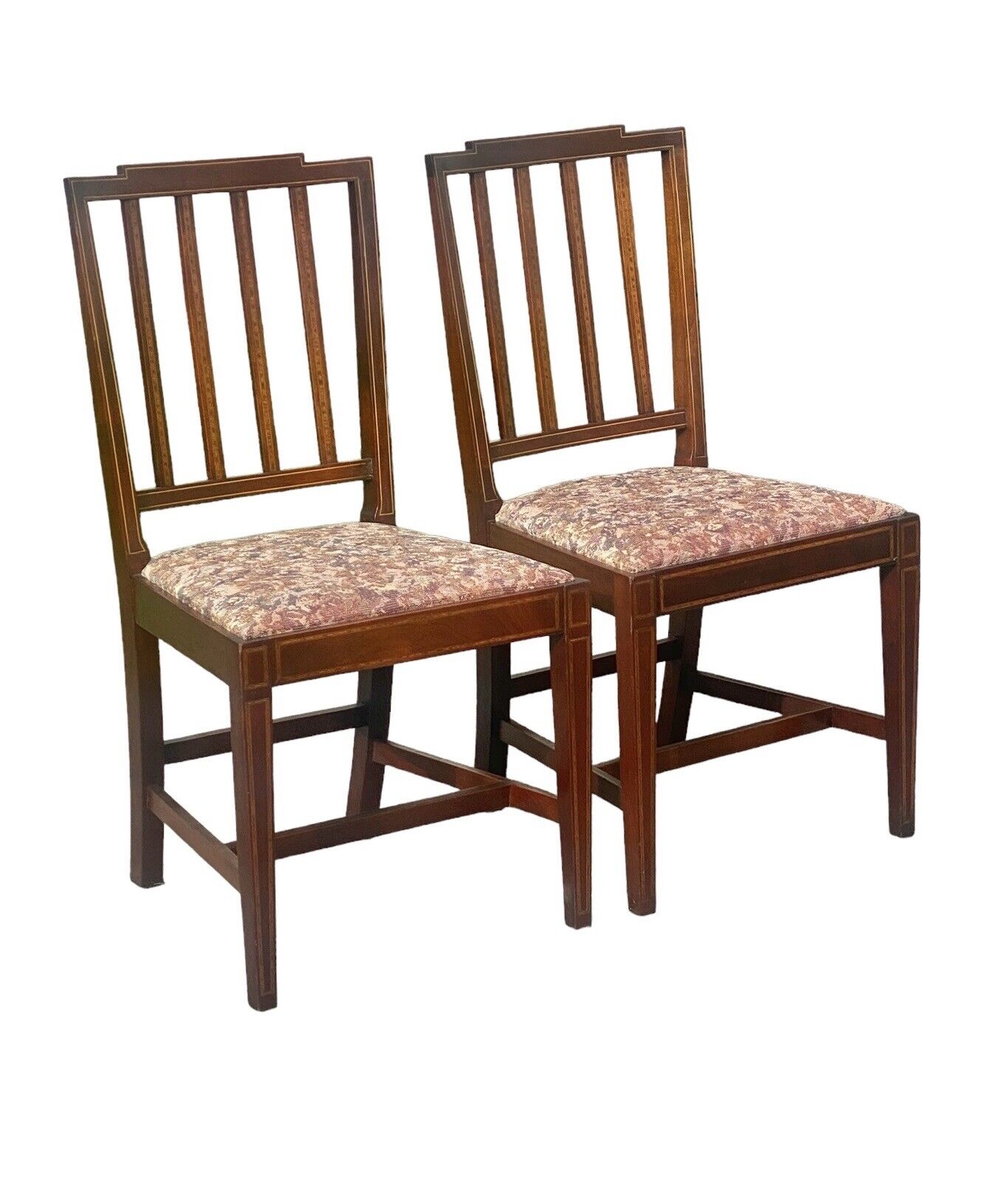 Antique Set Of 4 Sheraton Mahogany Dining Chairs with Satinwood Inlay CA 1920
