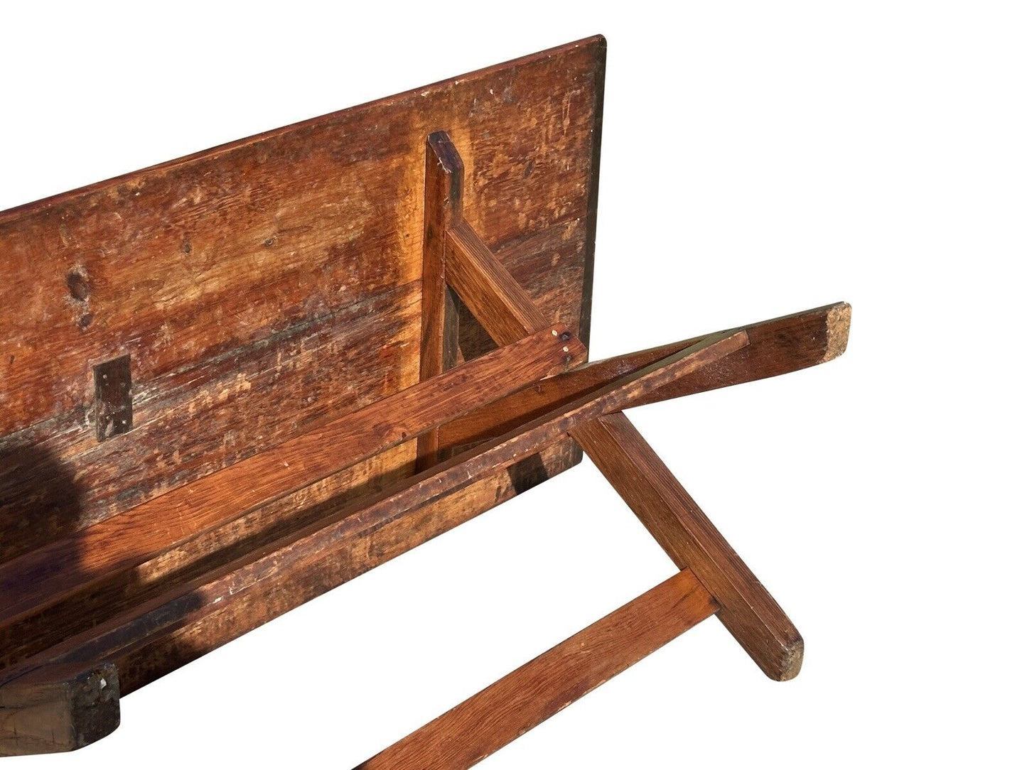 Late 19th Century Antique Nantucket Sawbuck Dining Table With Breadboard Ends