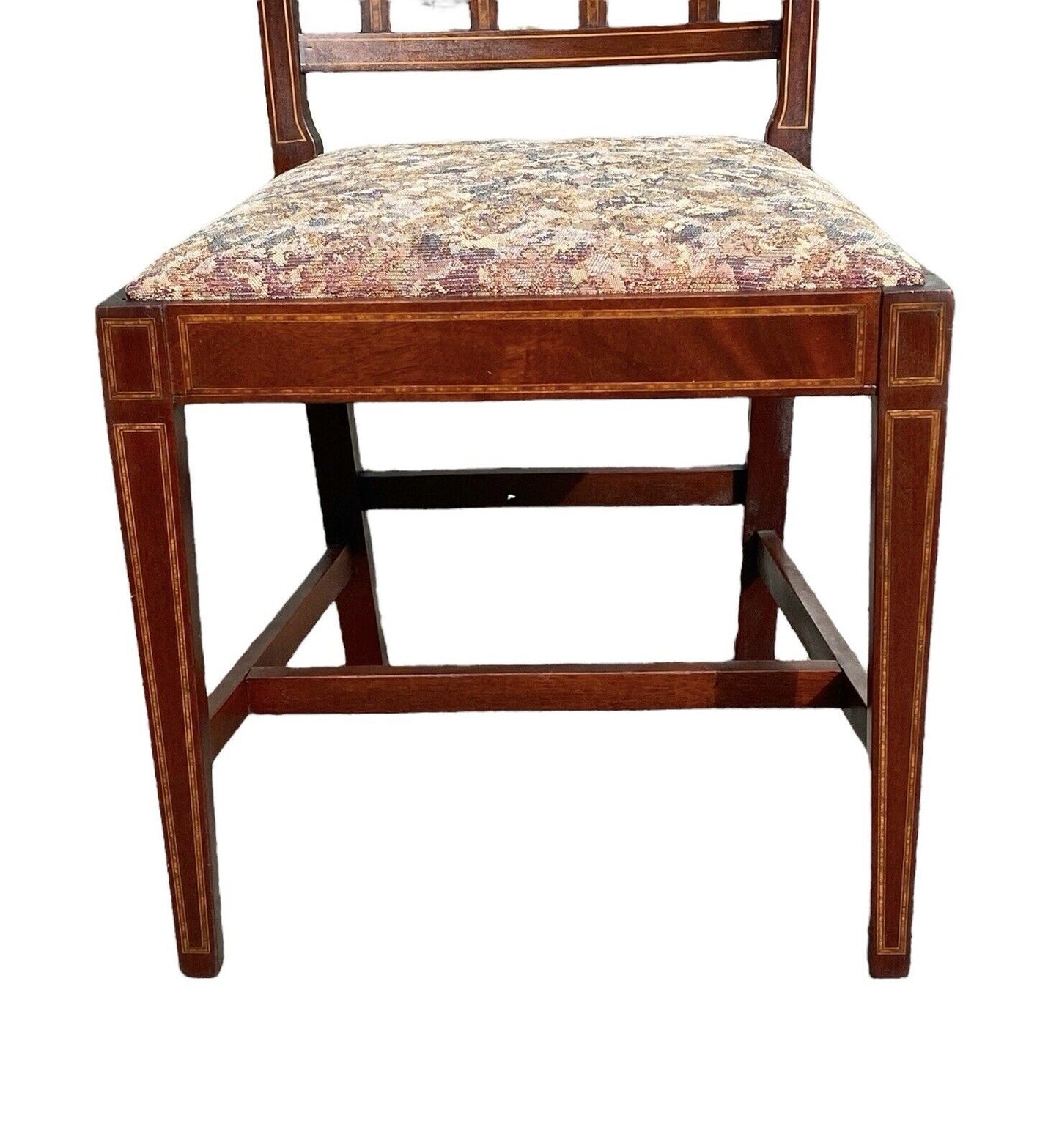 Antique Set Of 4 Sheraton Mahogany Dining Chairs with Satinwood Inlay CA 1920