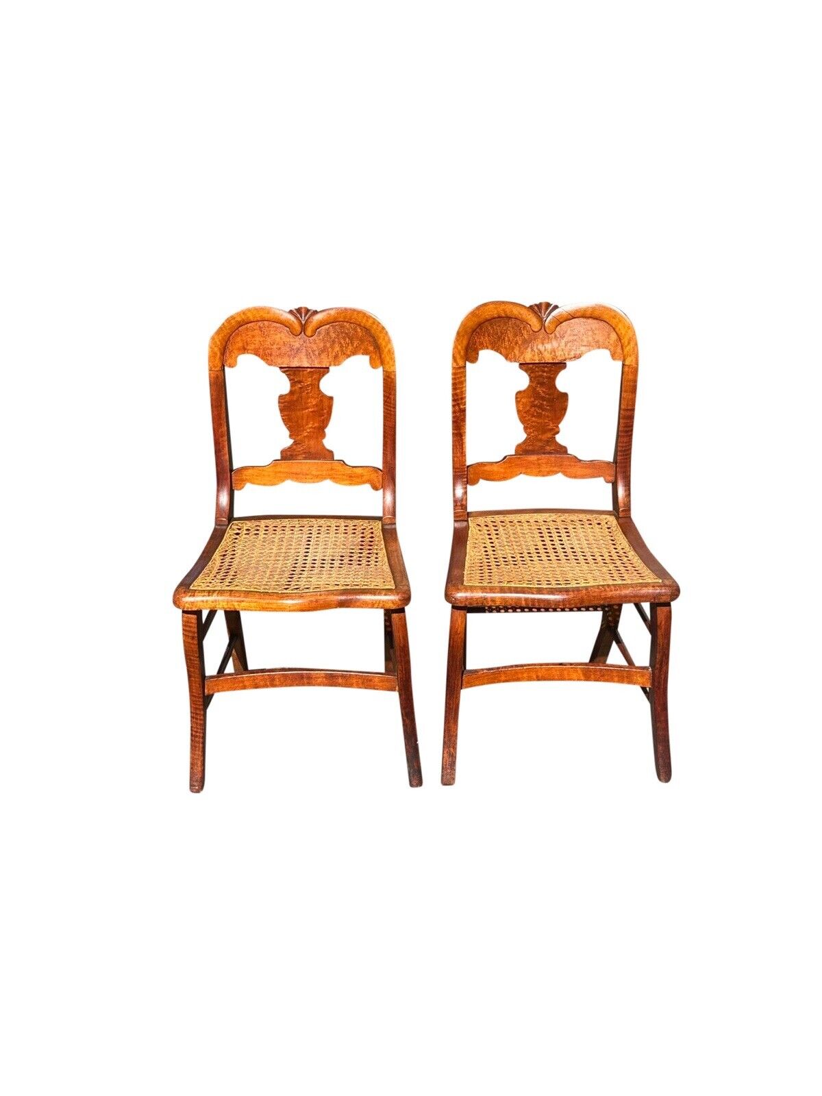 Set of Six Antique Federal Period Bird's Eye & Tiger Maple Country Dining Chairs