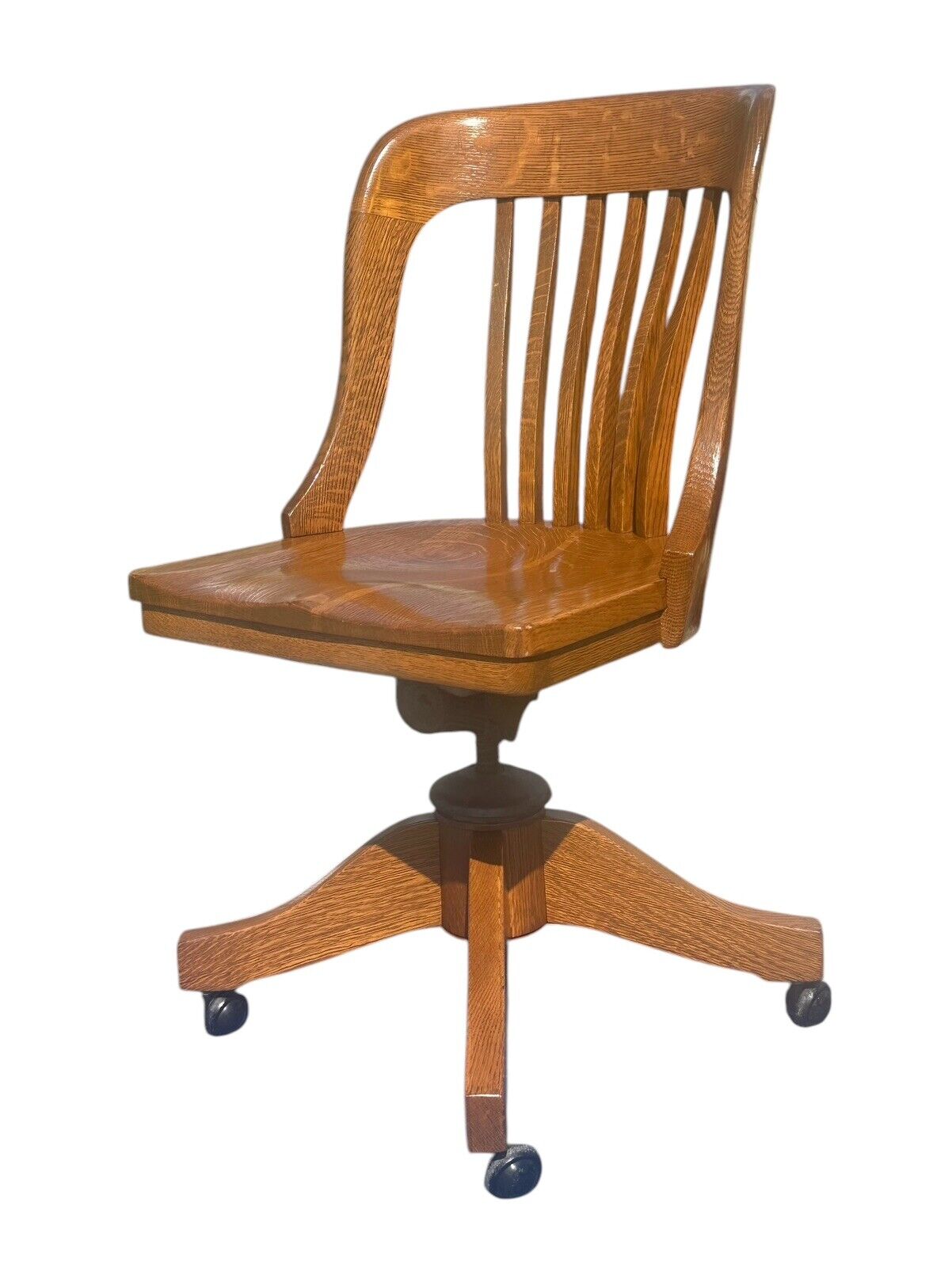 Antique Victorian Tiger Oak Swivel Desk Chair by Johnson Chair Company