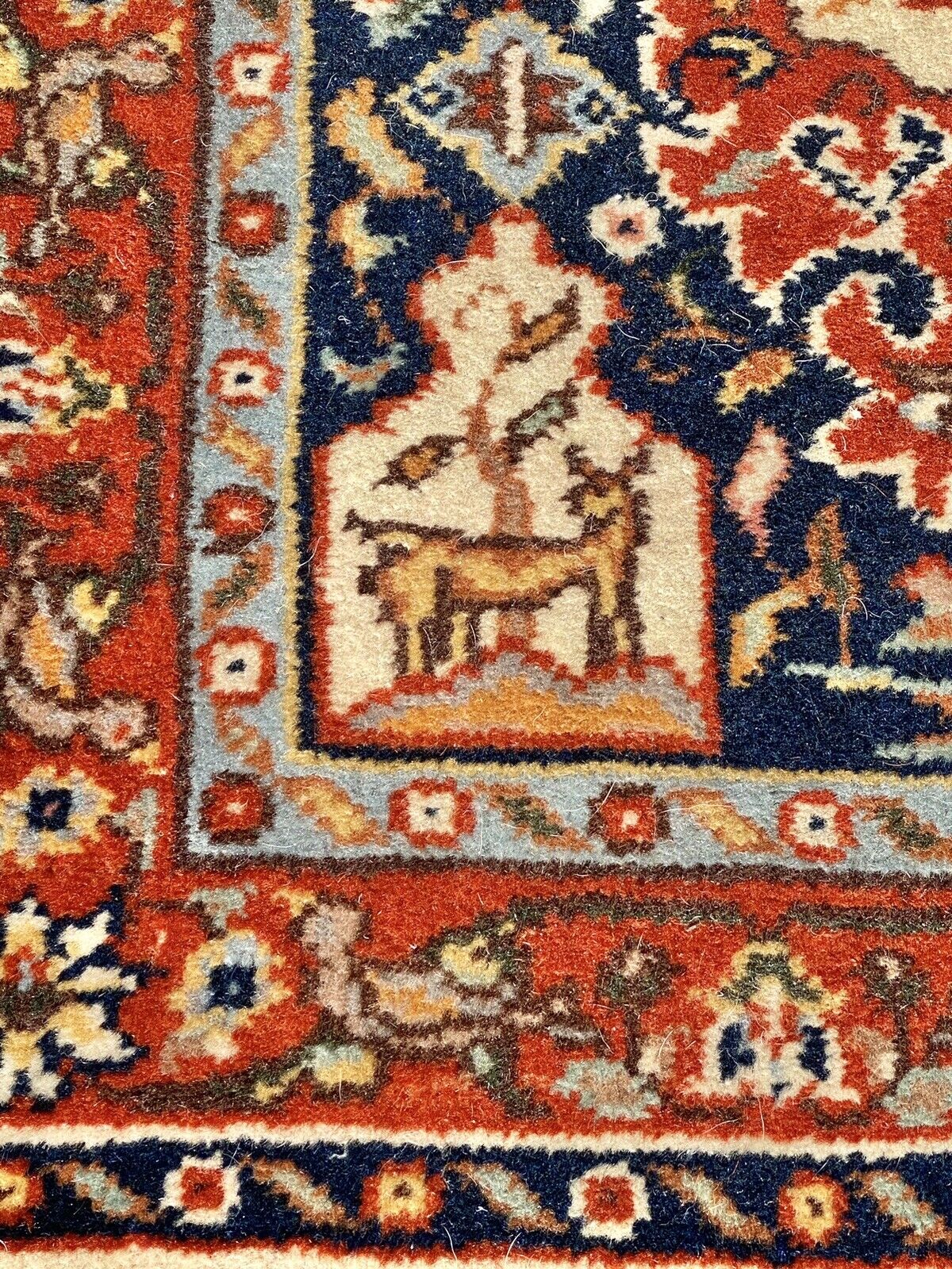 Semi-Antique 13+ Foot Persian Tabriz Runner Rug / Carpet with Birds & Deer
