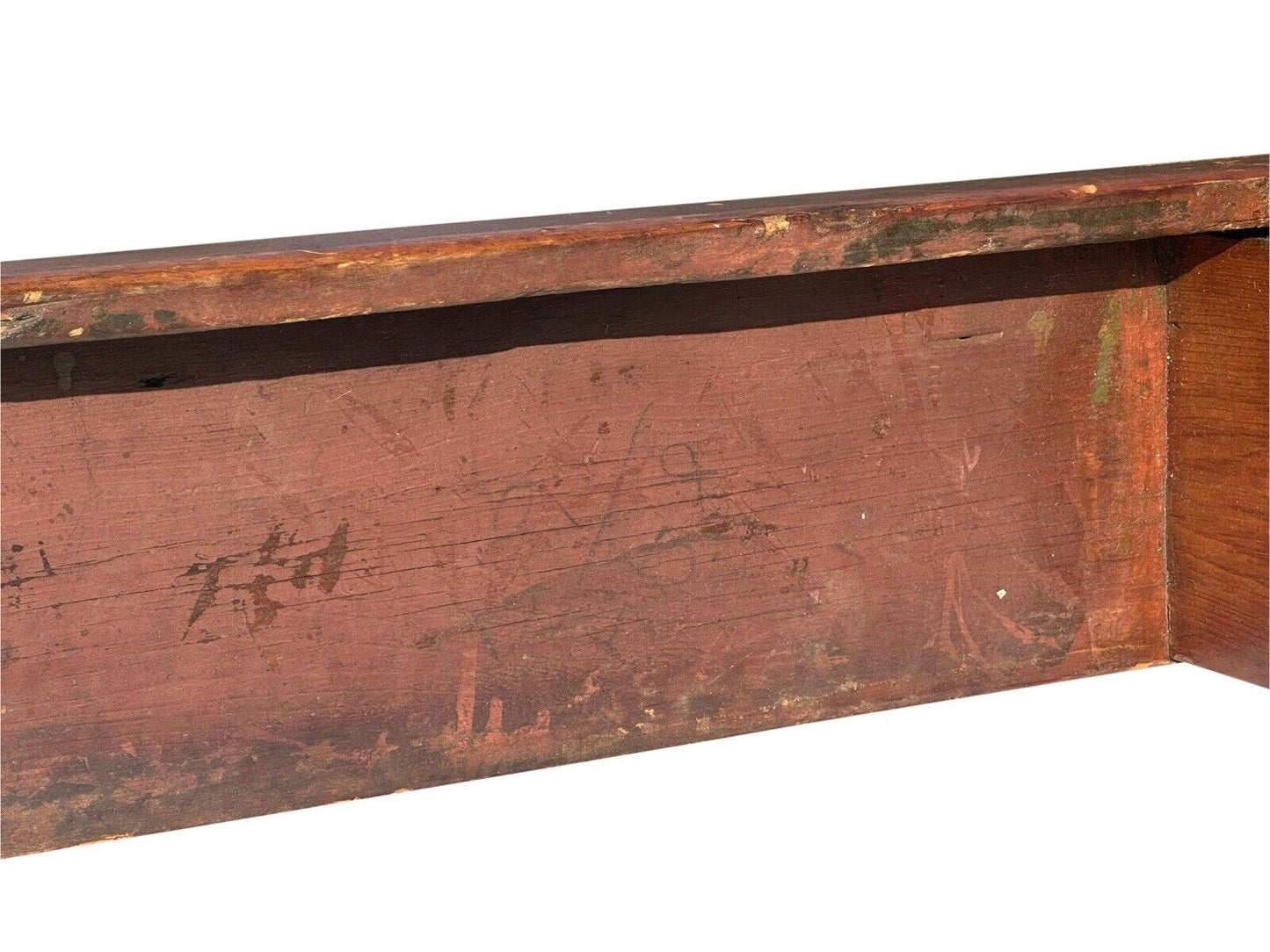Antique Primitive Pine Nantucket Meetinghouse Bench With Half Moon Cutout Ends