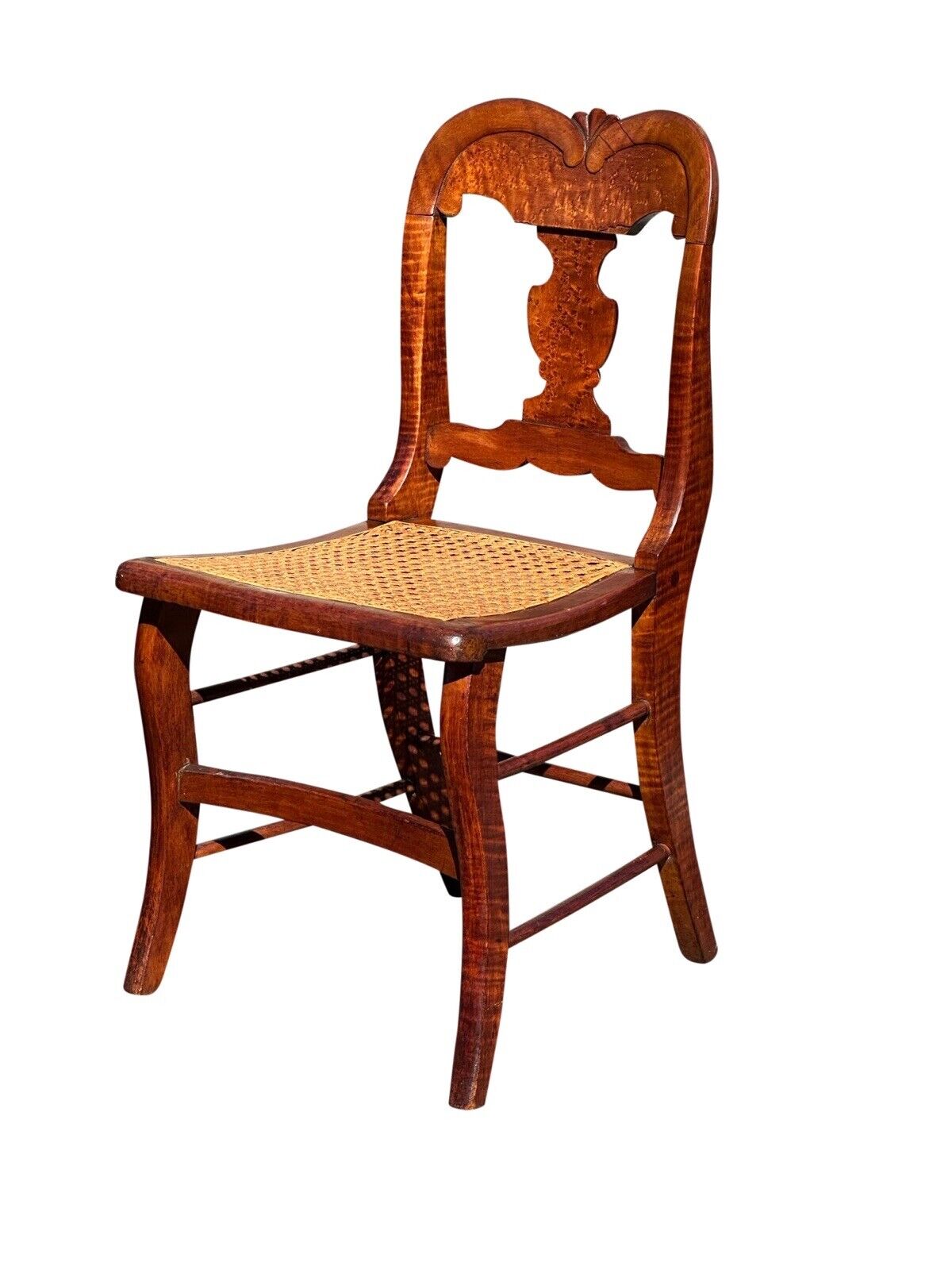 Set of Six Antique Federal Period Bird's Eye & Tiger Maple Country Dining Chairs