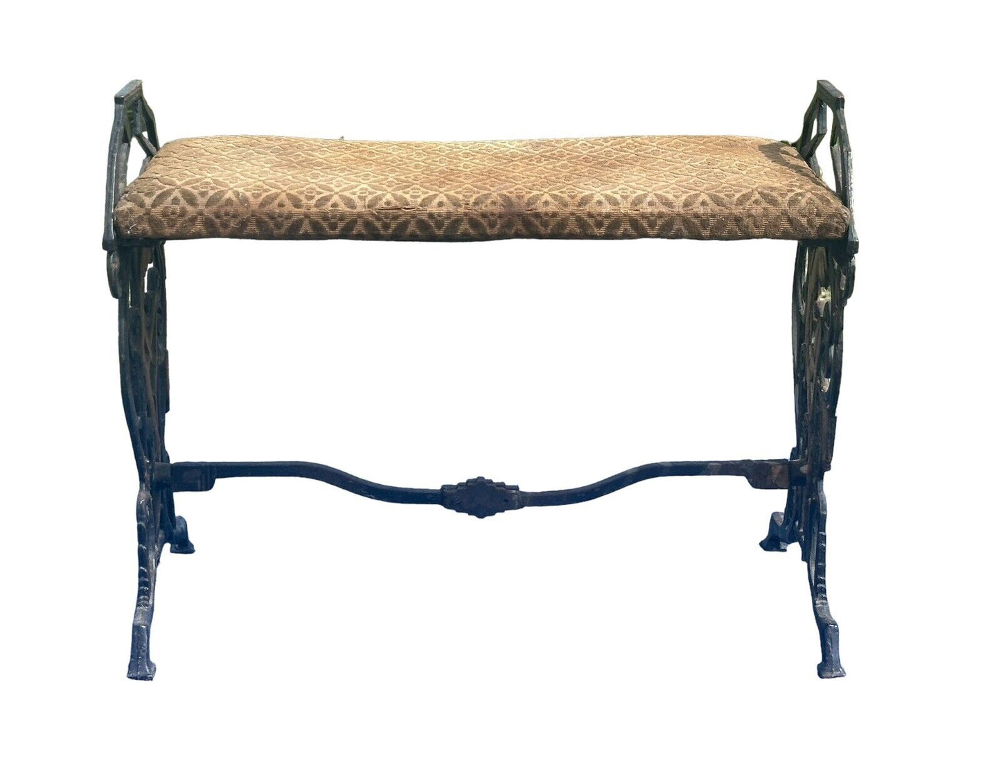 Antique Art Deco Cast Iron Vanity / Window Bench With Theatrical Dancing Figures