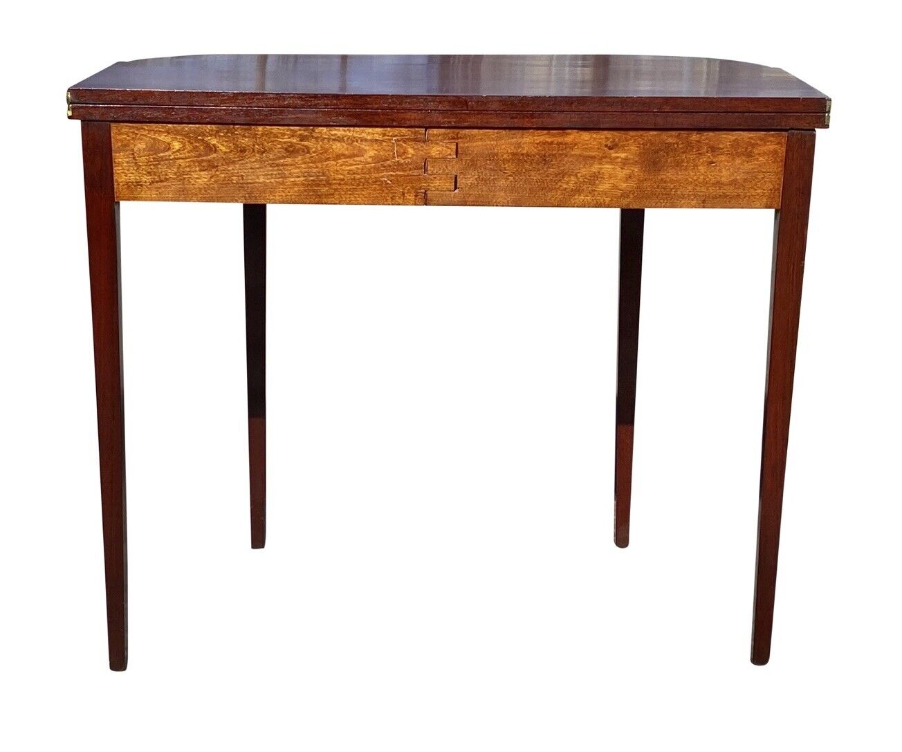 Antique Federal Style Mahogany Card Table / Game Table with Icicle Inlays